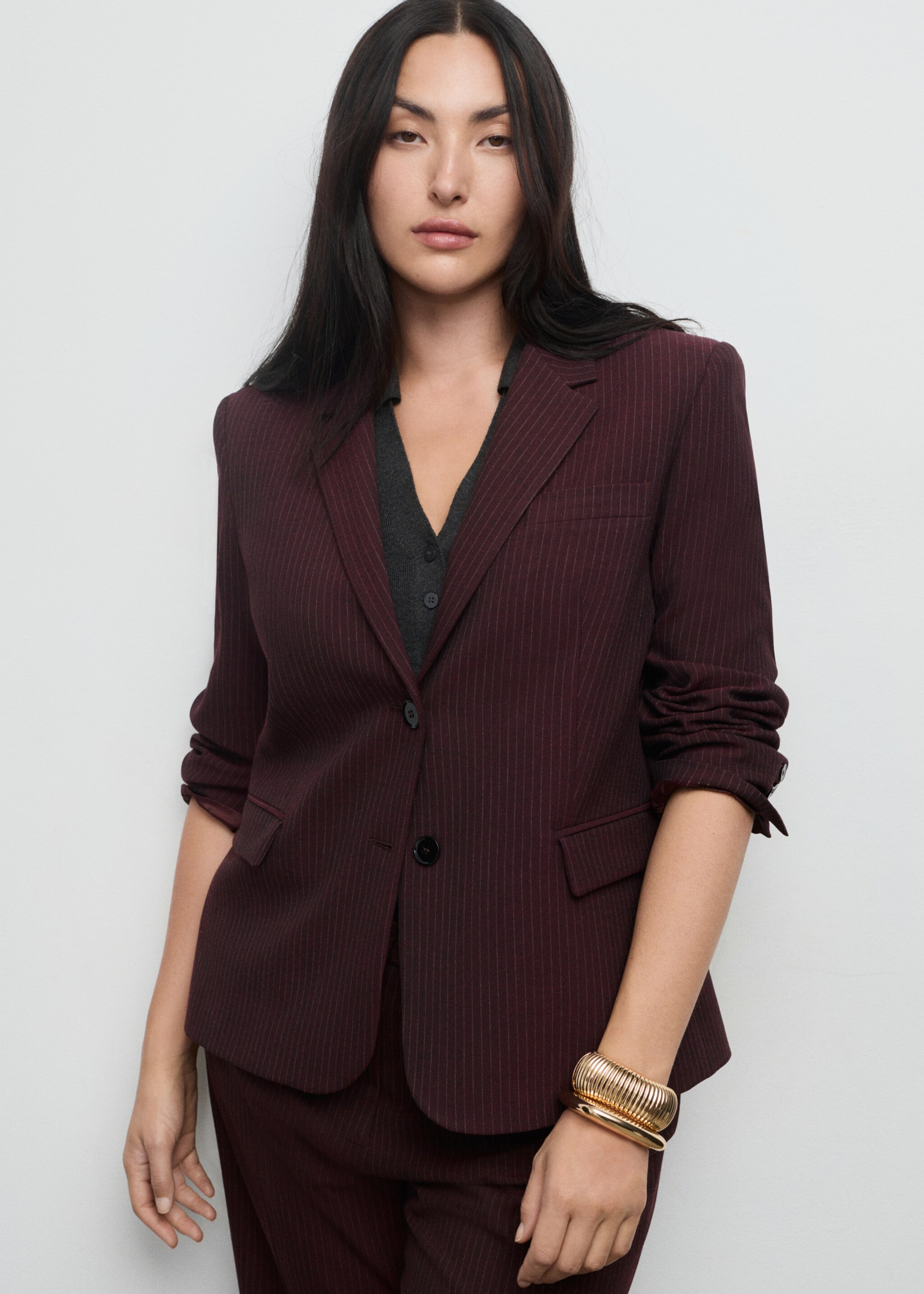 Blazer costume rayures tennis - Détail de l'article 5, Bordeaux. Ref: 17064786-00.