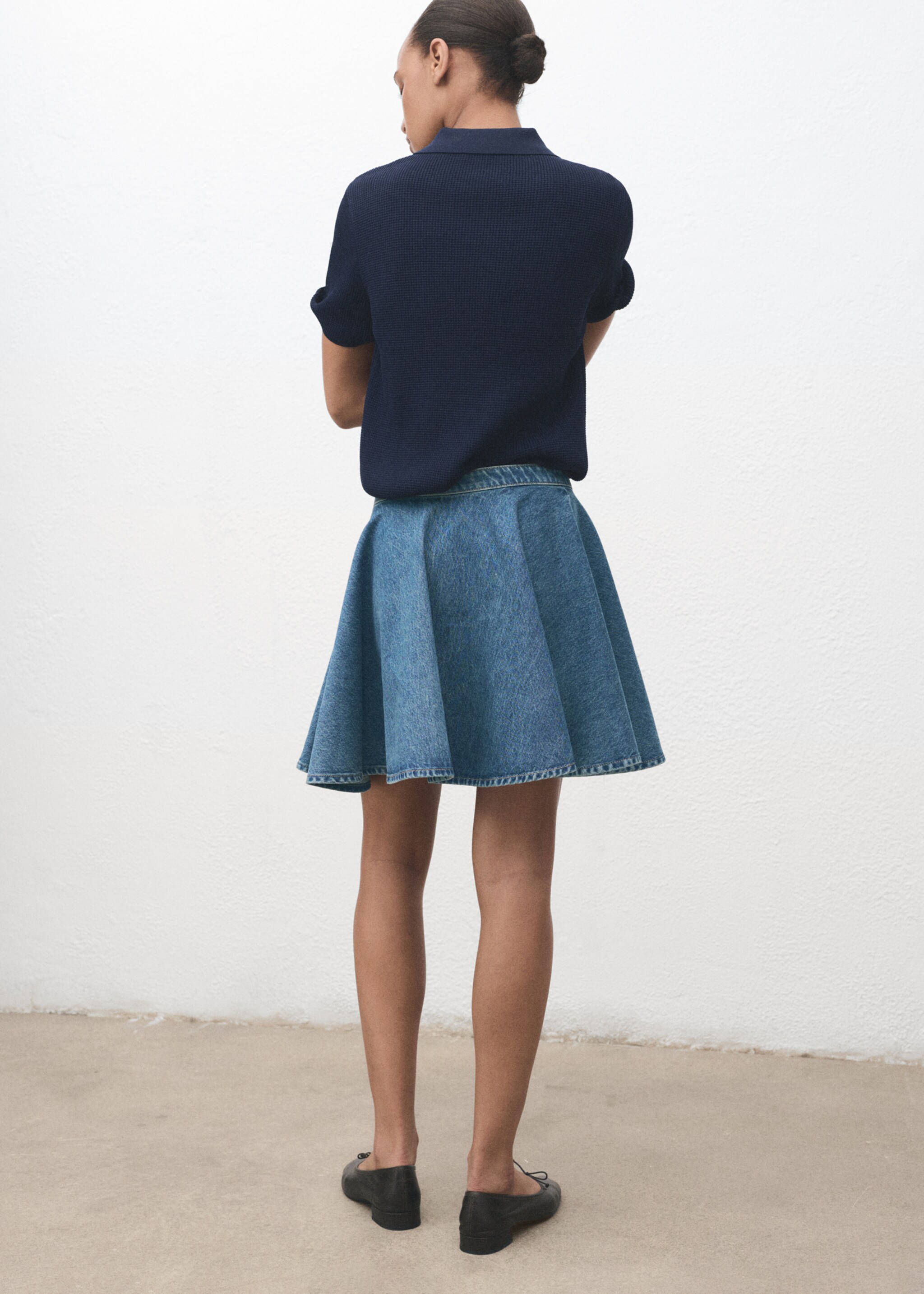 Short denim skirt - Reverse of the article, Medium Blue. Ref: 17064788-00.