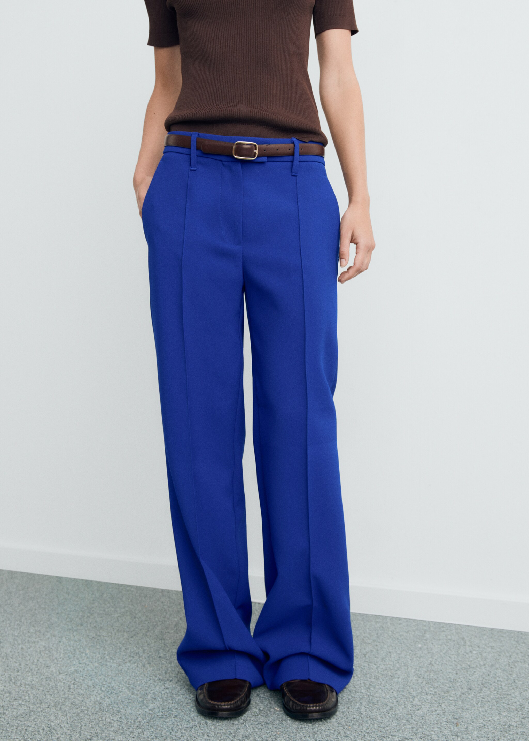Straight mid-rise trousers - Medium plane, Blue. Ref: 17064789-00.