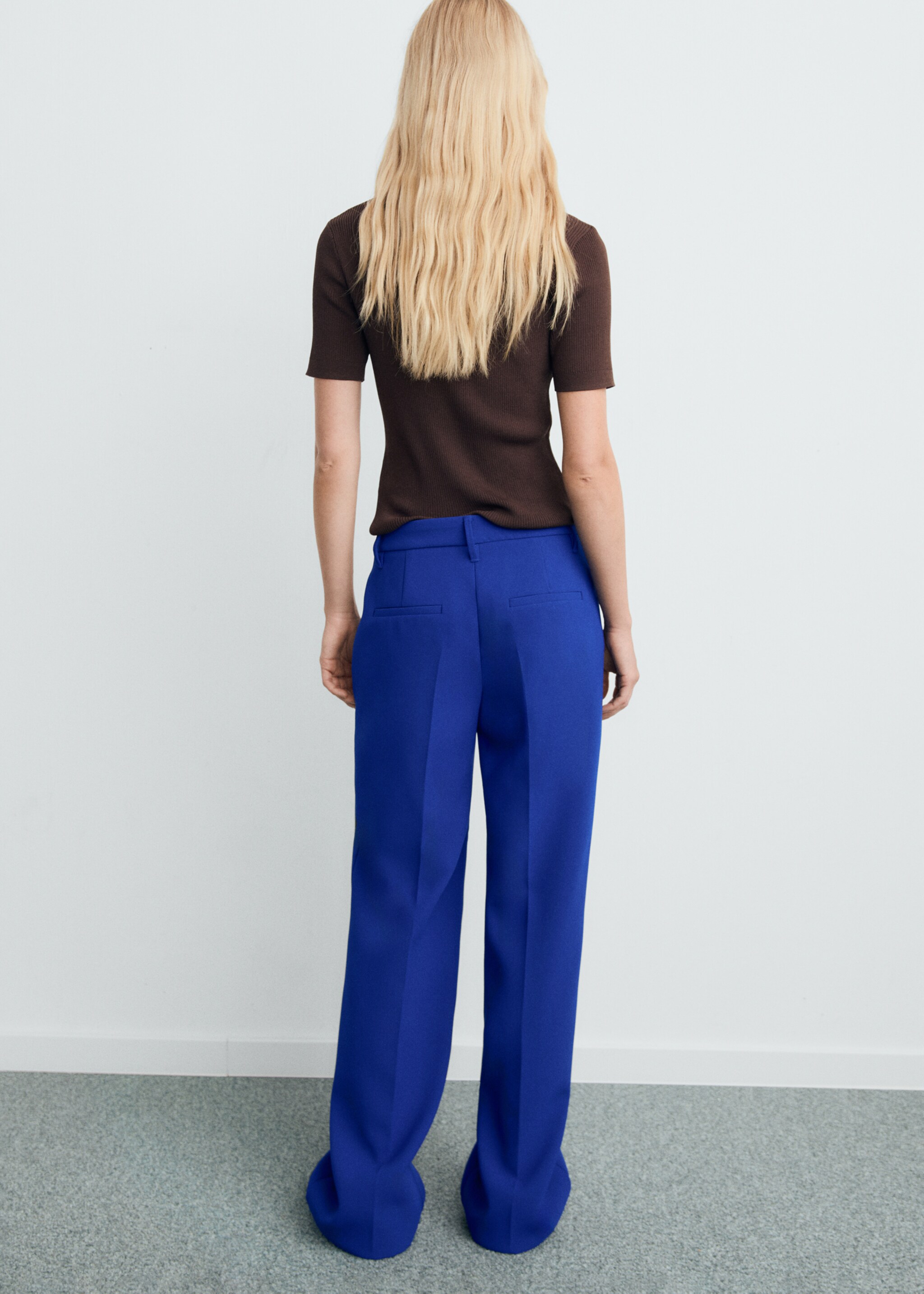Straight mid-rise trousers - Reverse of the article, Blue. Ref: 17064789-00.