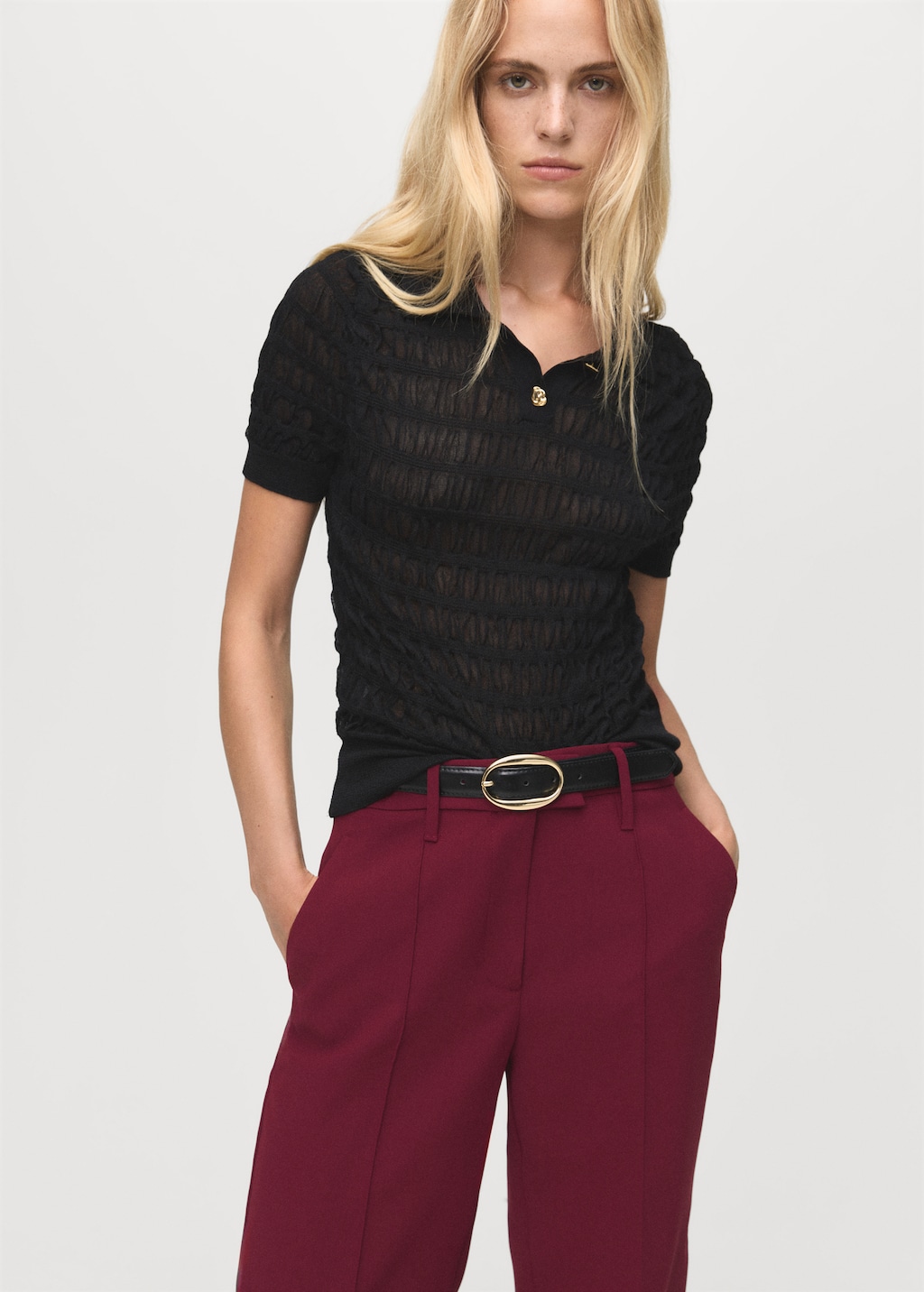 Straight mid-rise pants - image 4
