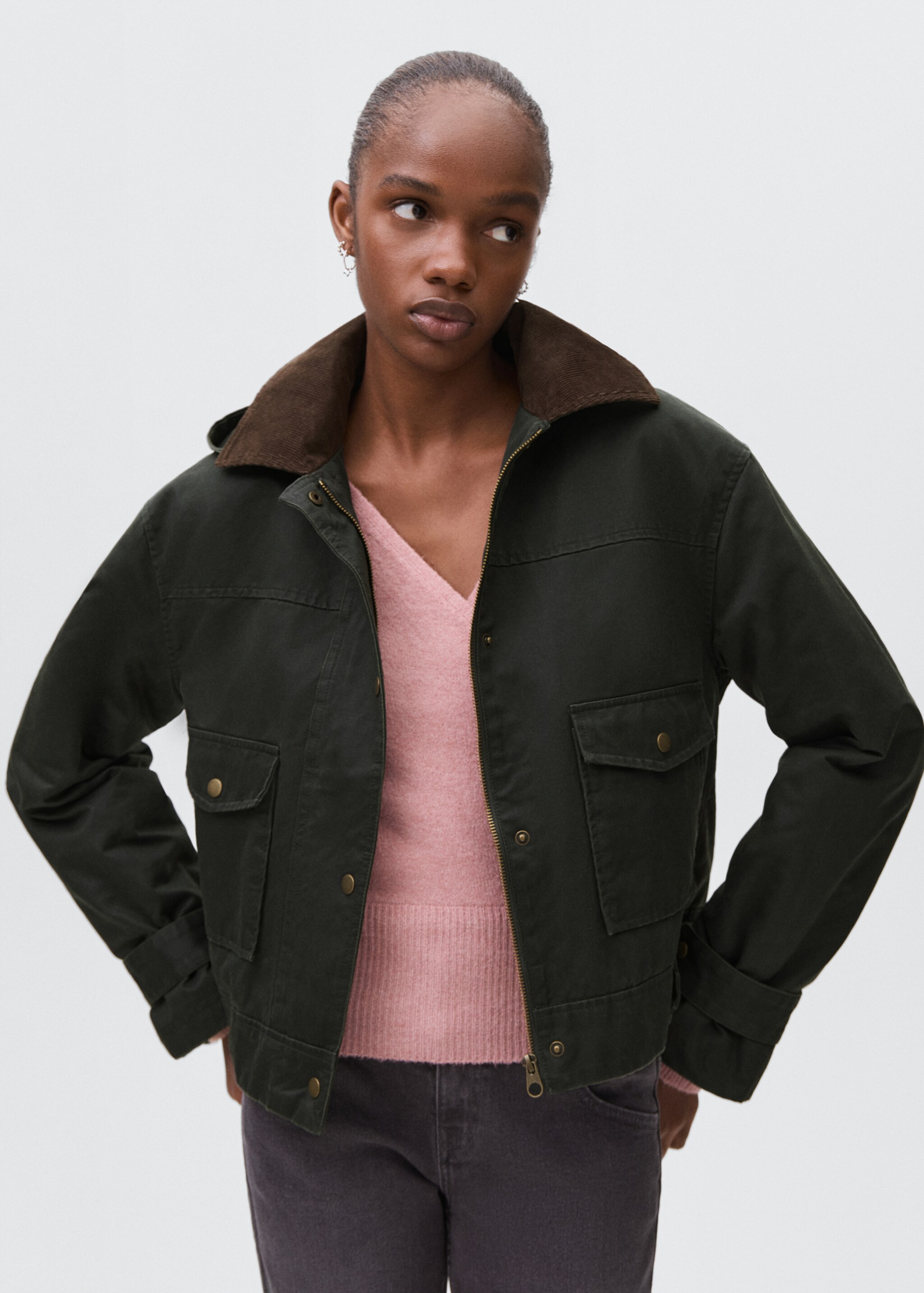 Waxed-effect parka - Medium plane, Green. Ref: 17065140-00.