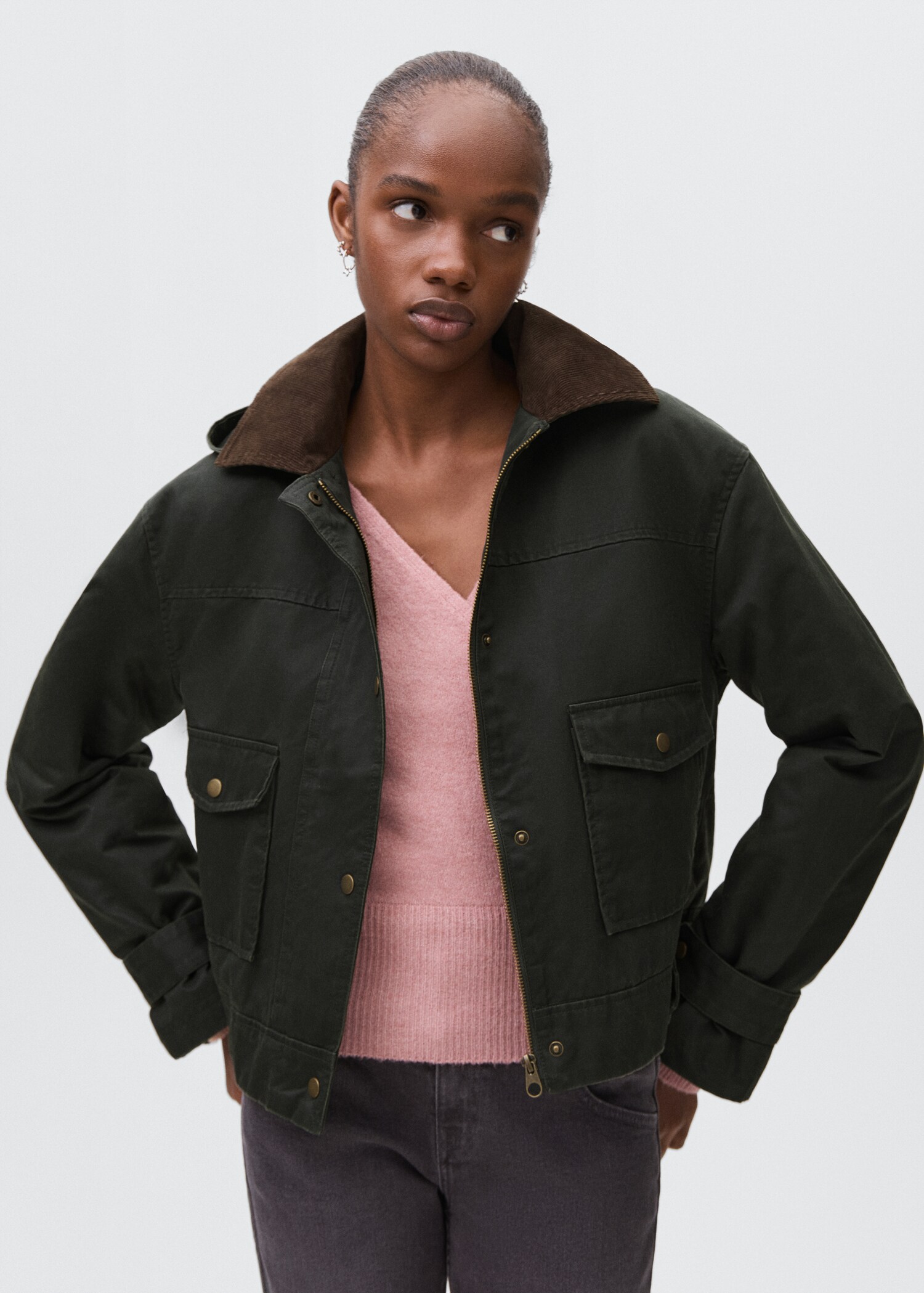 Waxed effect parka with hood - Medium plane