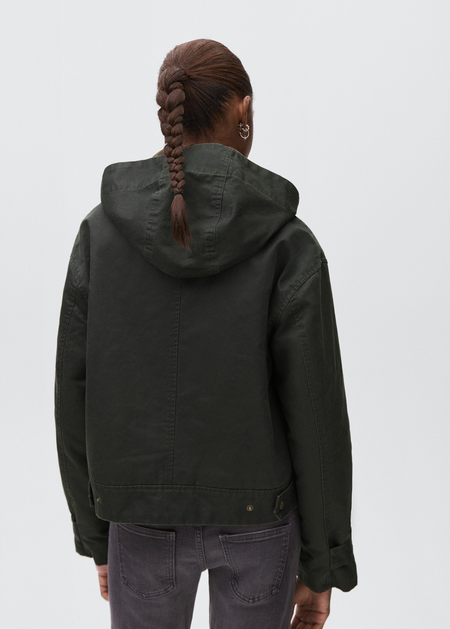 Waxed effect parka with hood - Reverse of the article