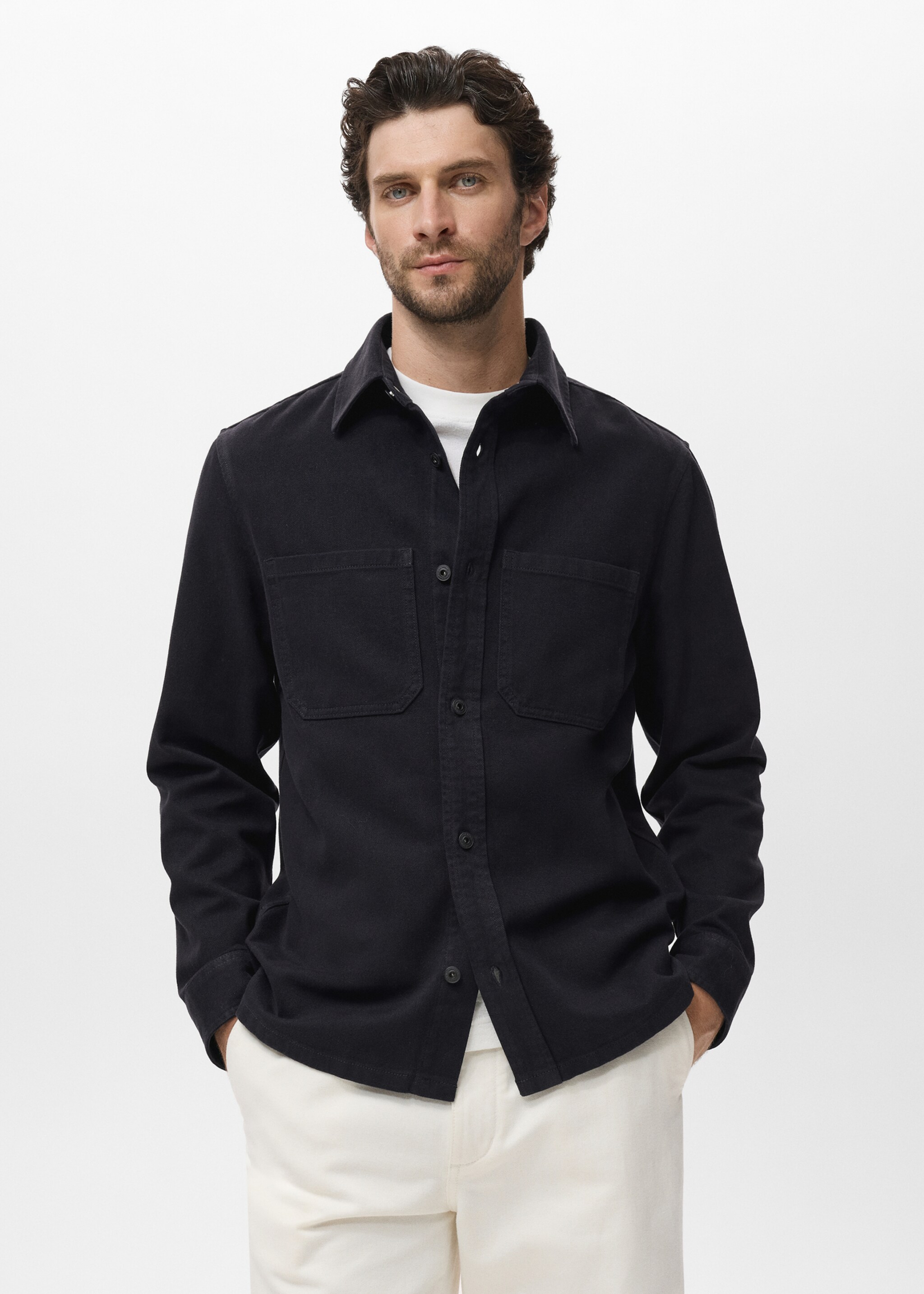 Denim overshirt pockets - Medium plane, Navy. Ref: 17065142-00.