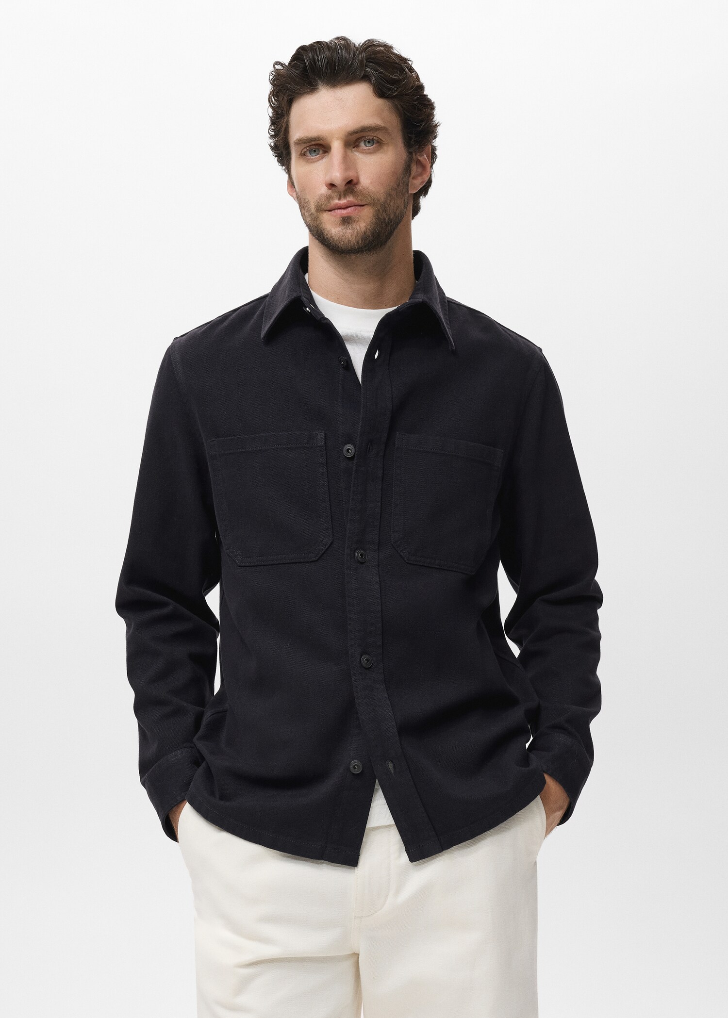 Denim overshirt pockets - Medium plane