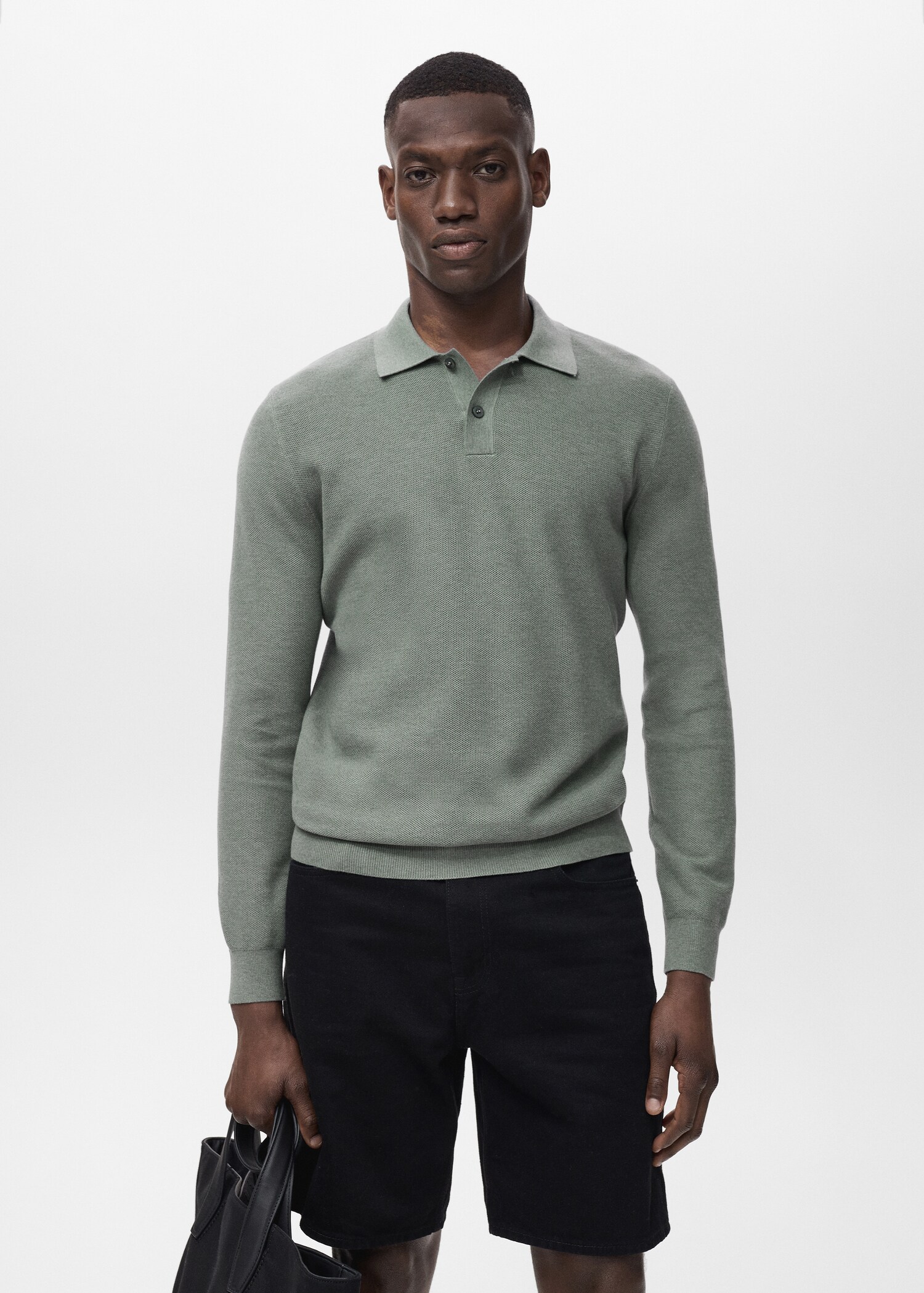 Micro-structured cotton polo shirt - Medium plane