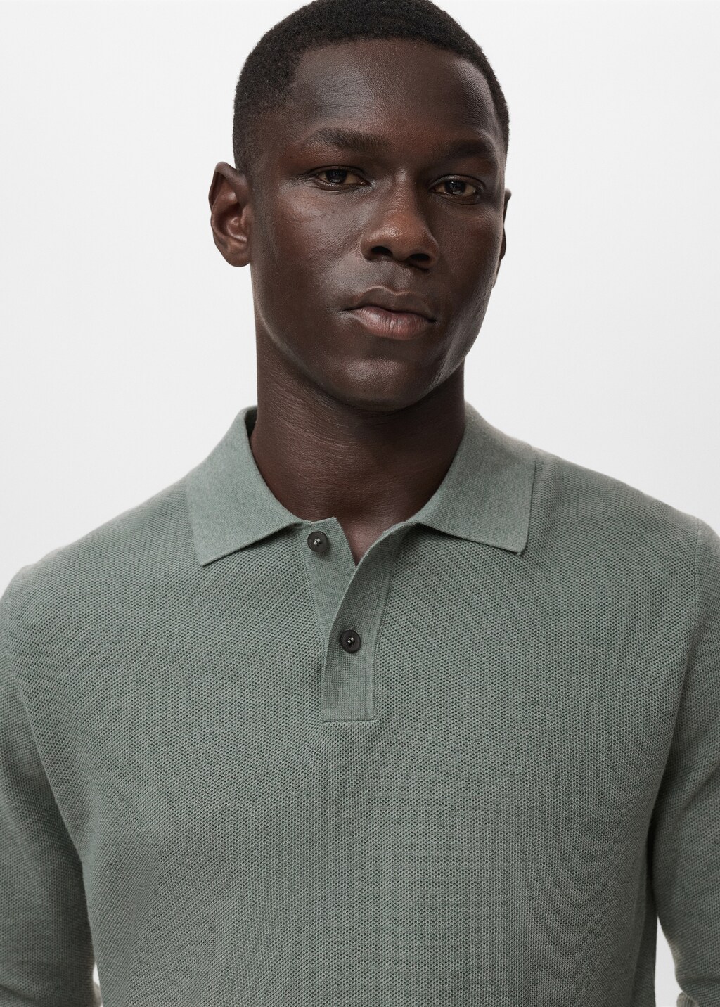 Micro-structured cotton polo shirt