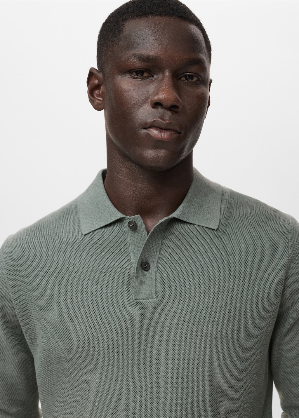 Micro-structured cotton polo shirt