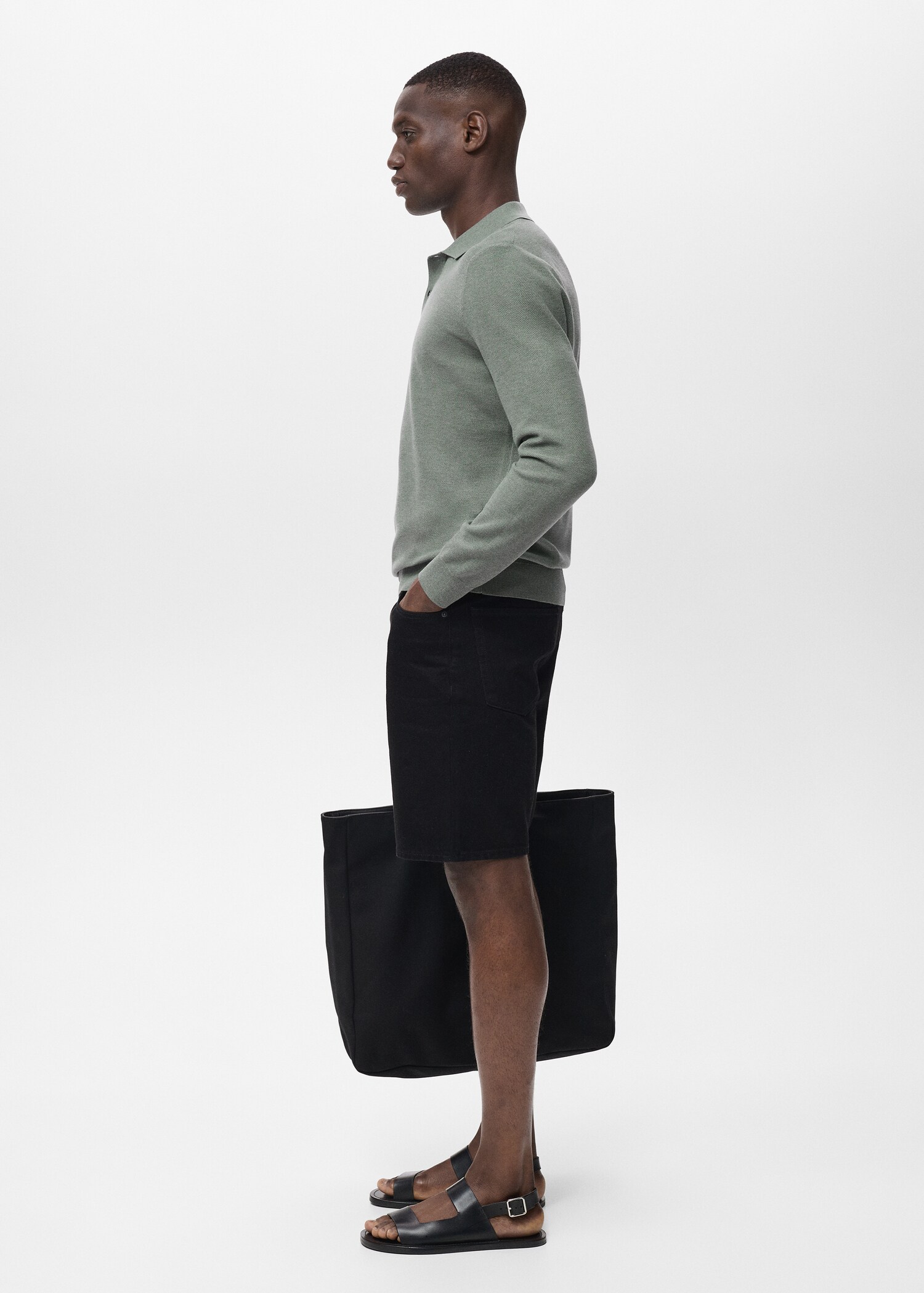 Micro-structured cotton polo shirt - Details of the article 2