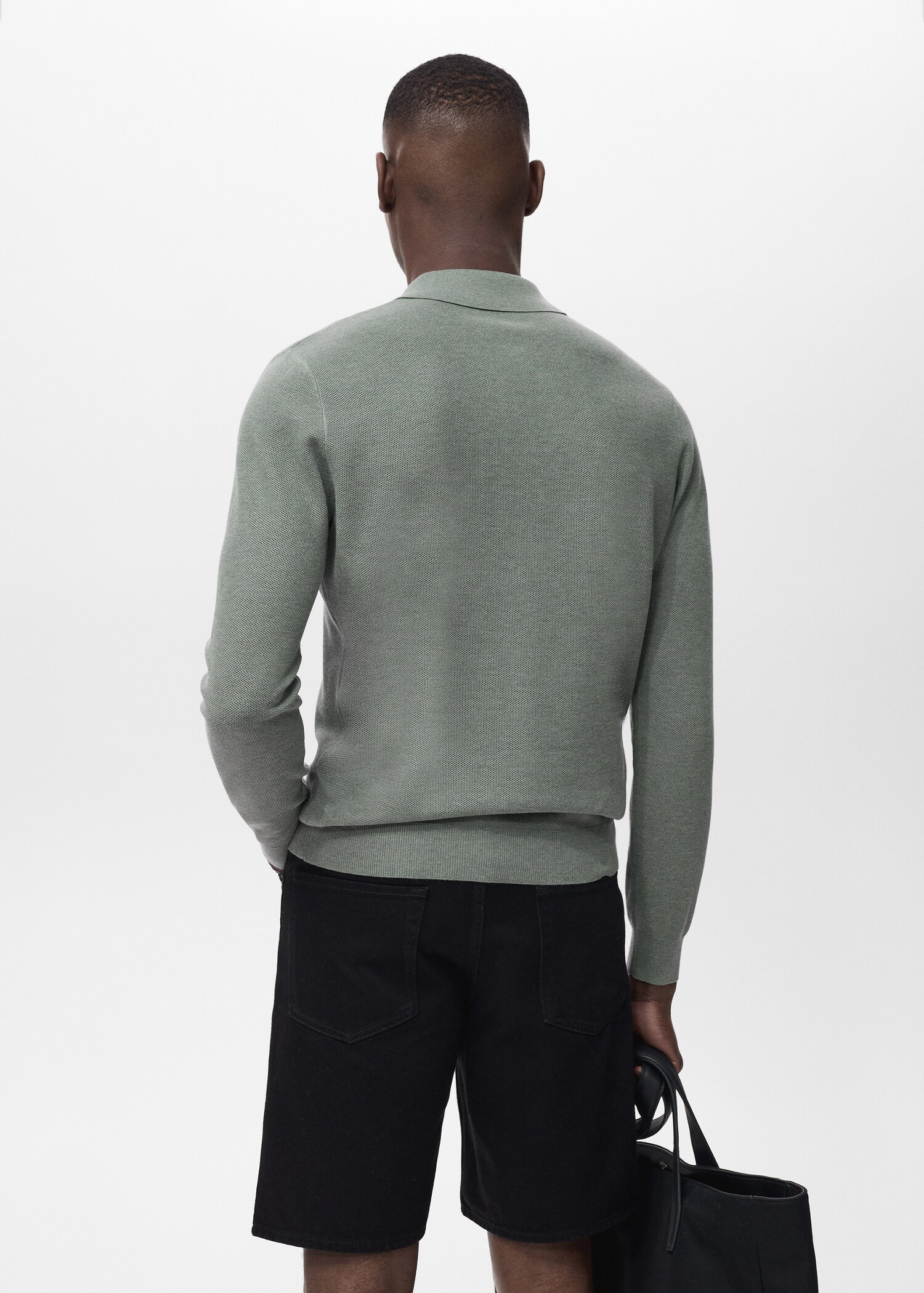 Micro-structured cotton polo shirt - Reverse of the article