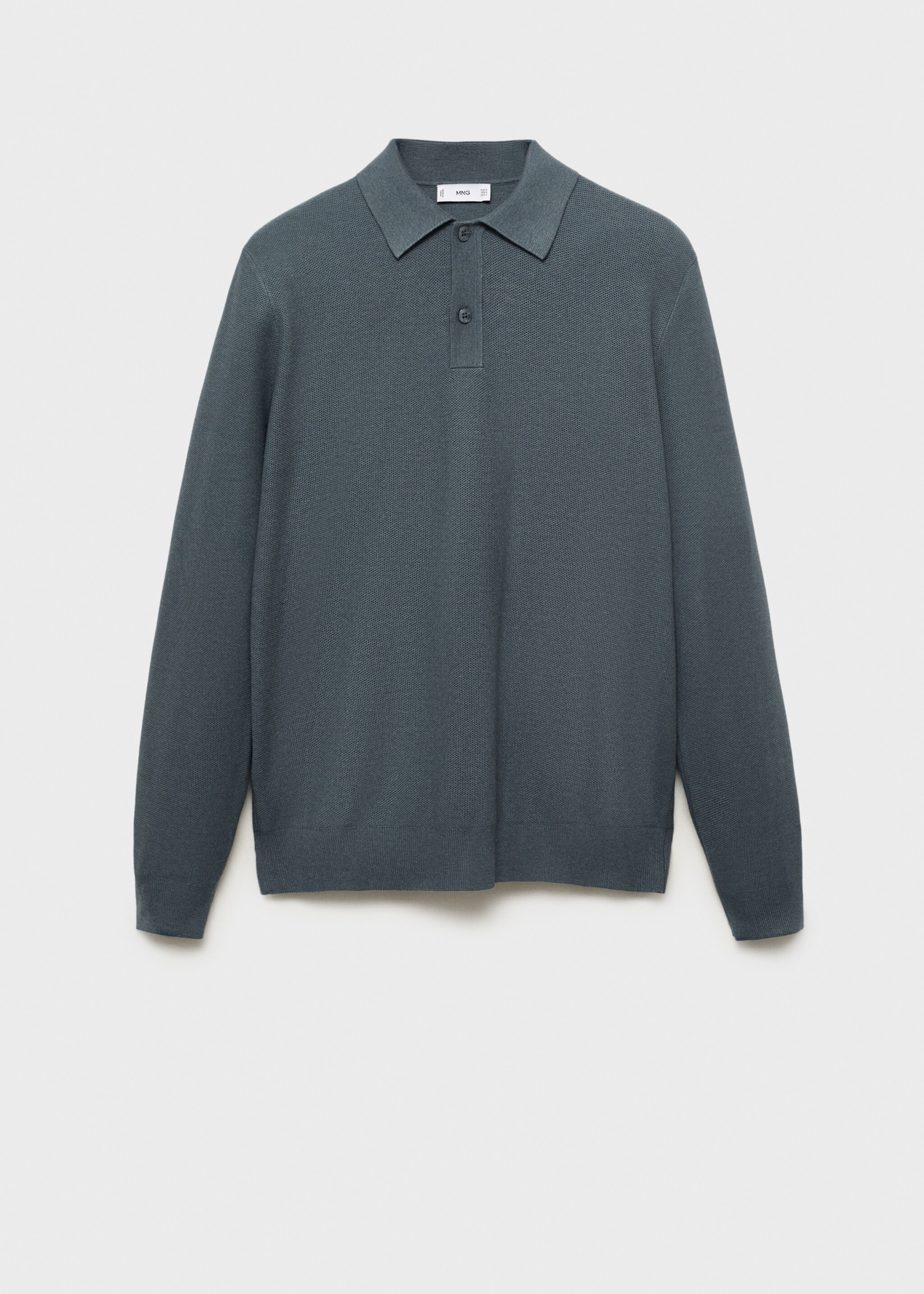 Micro-structured cotton polo shirt - Article without model, Petrol Blue. Ref: 17065145-00.