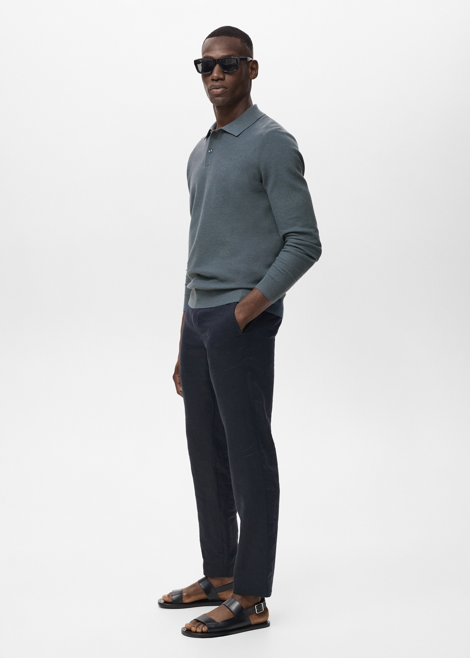 Micro-structured cotton polo shirt - Details of the article 2