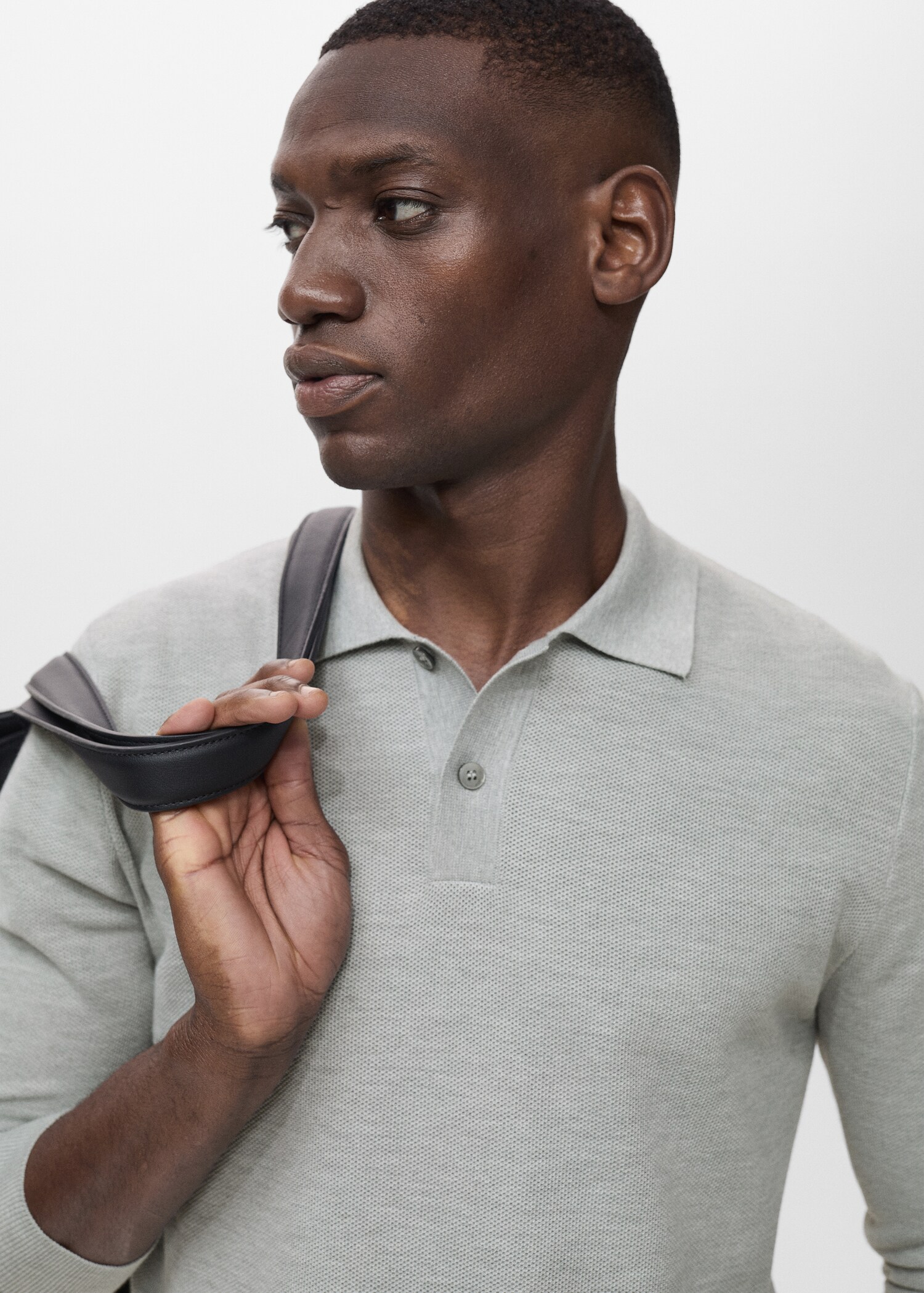 Micro-structured cotton polo shirt - Details of the article 1