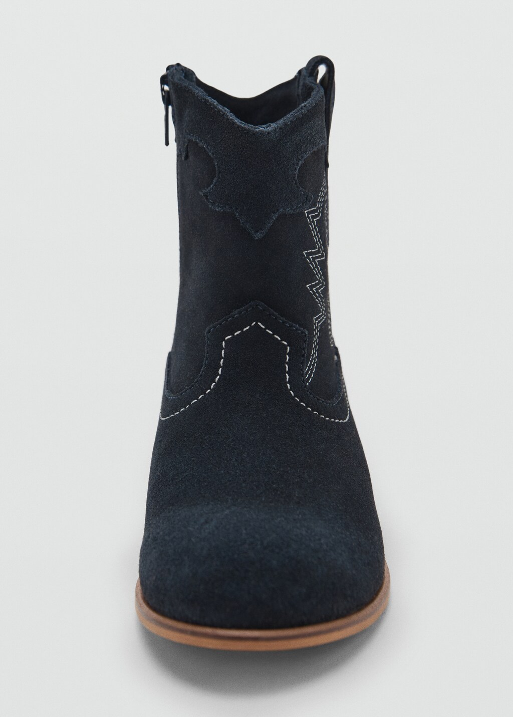 Embroidered leather ankle boot