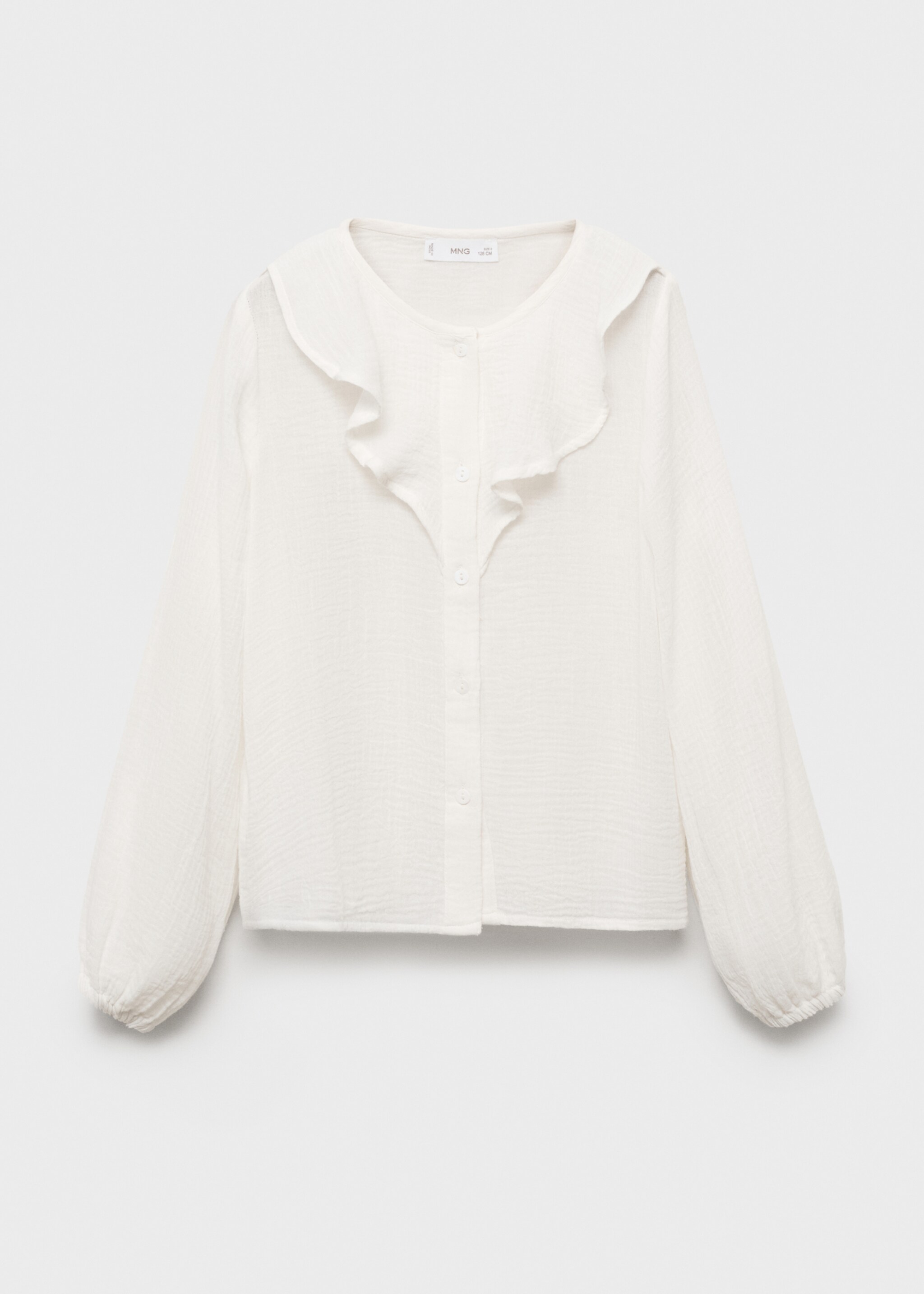 Ruffled bambula shirt - Article without model, Ecru. Ref: 17065151-00.