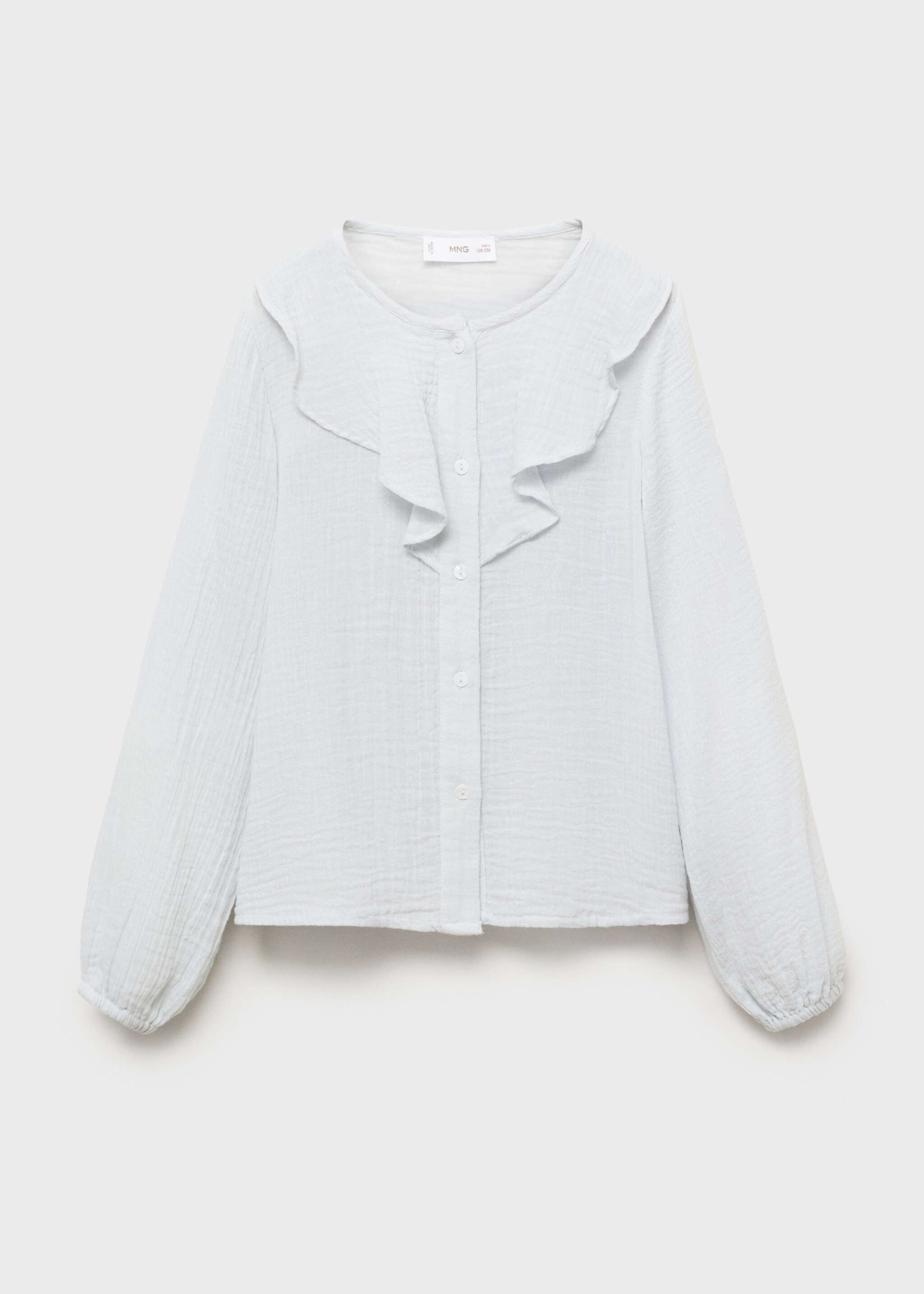 Ruffled bambula shirt - Article without model, Sky Blue. Ref: 17065151-00.