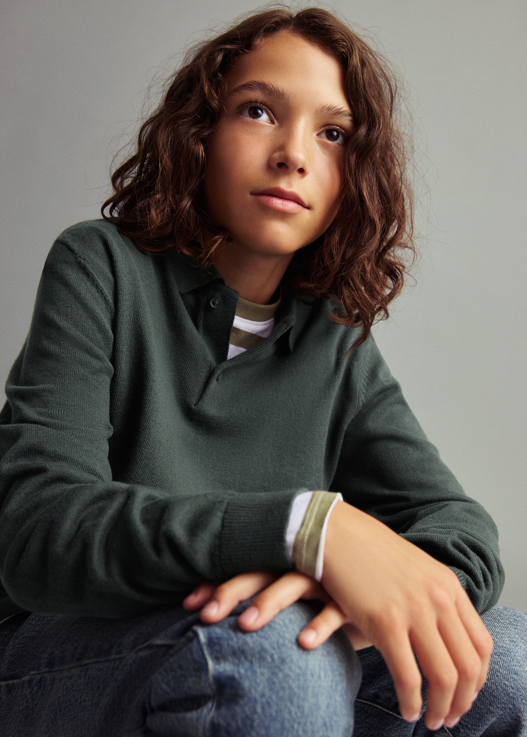 Knitted polo-neck sweater