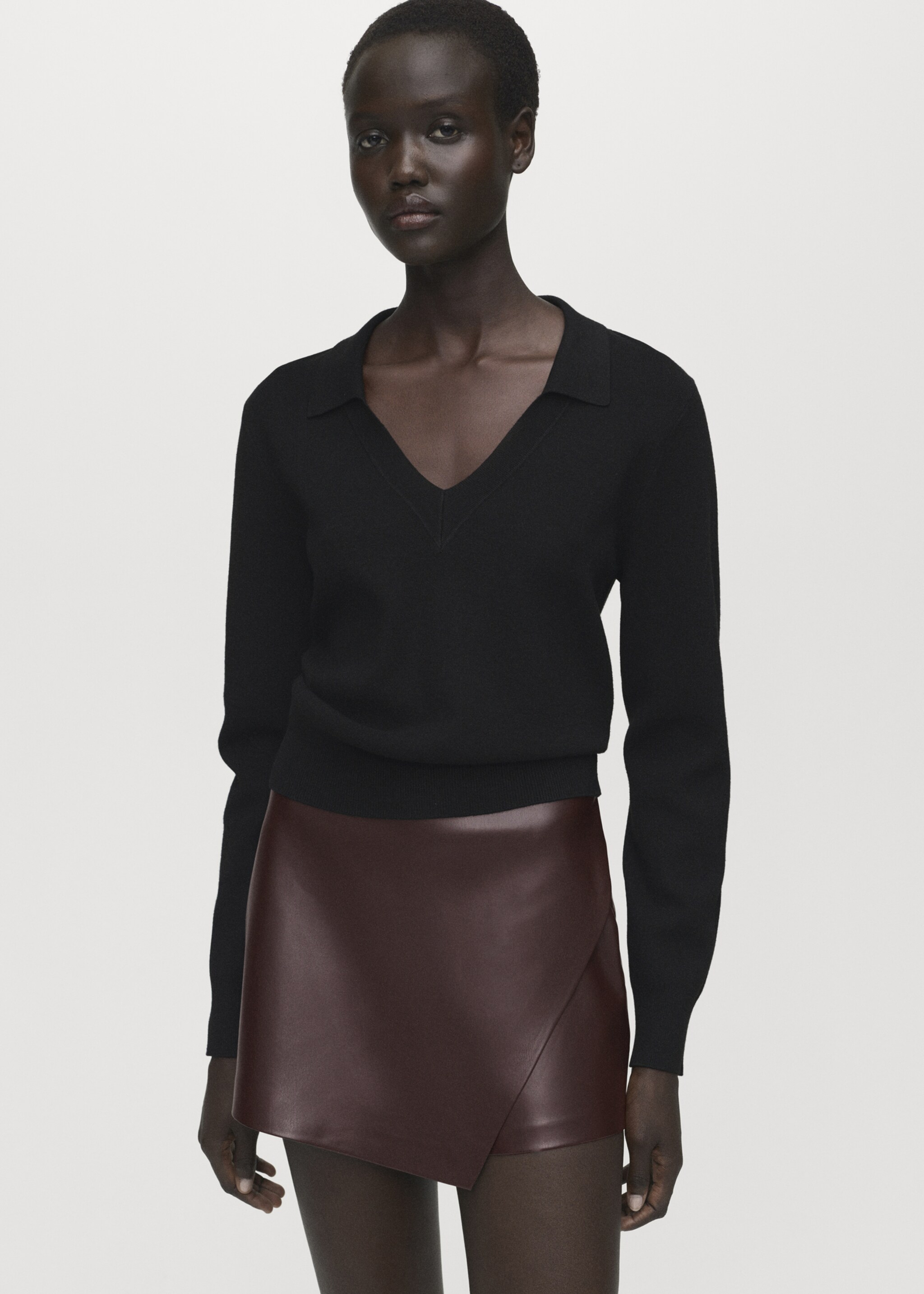 Leather-effect culottes - Medium plane, Chocolate. Ref: 17065161-00.