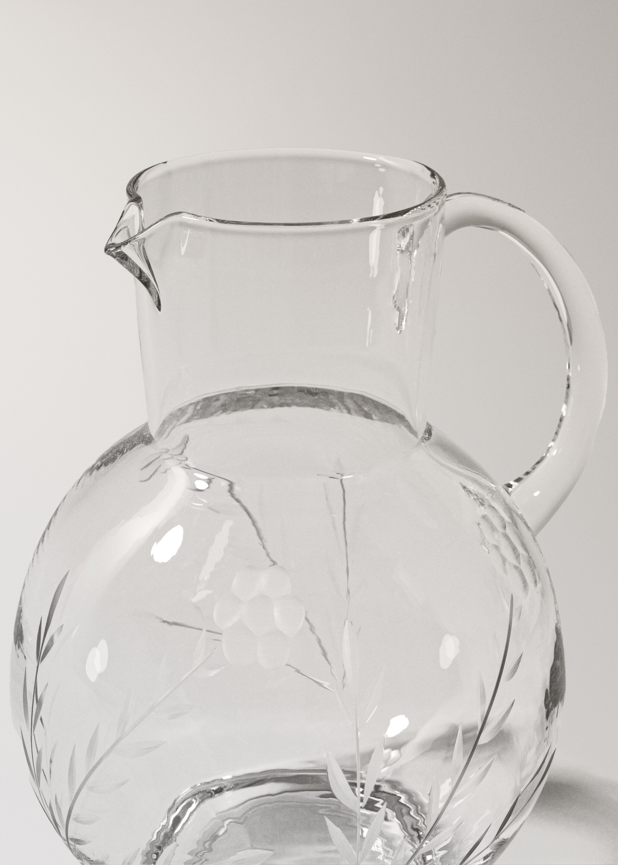Carved blown glass jar - Details of the article 1, Off White. Ref: 17065164-00.