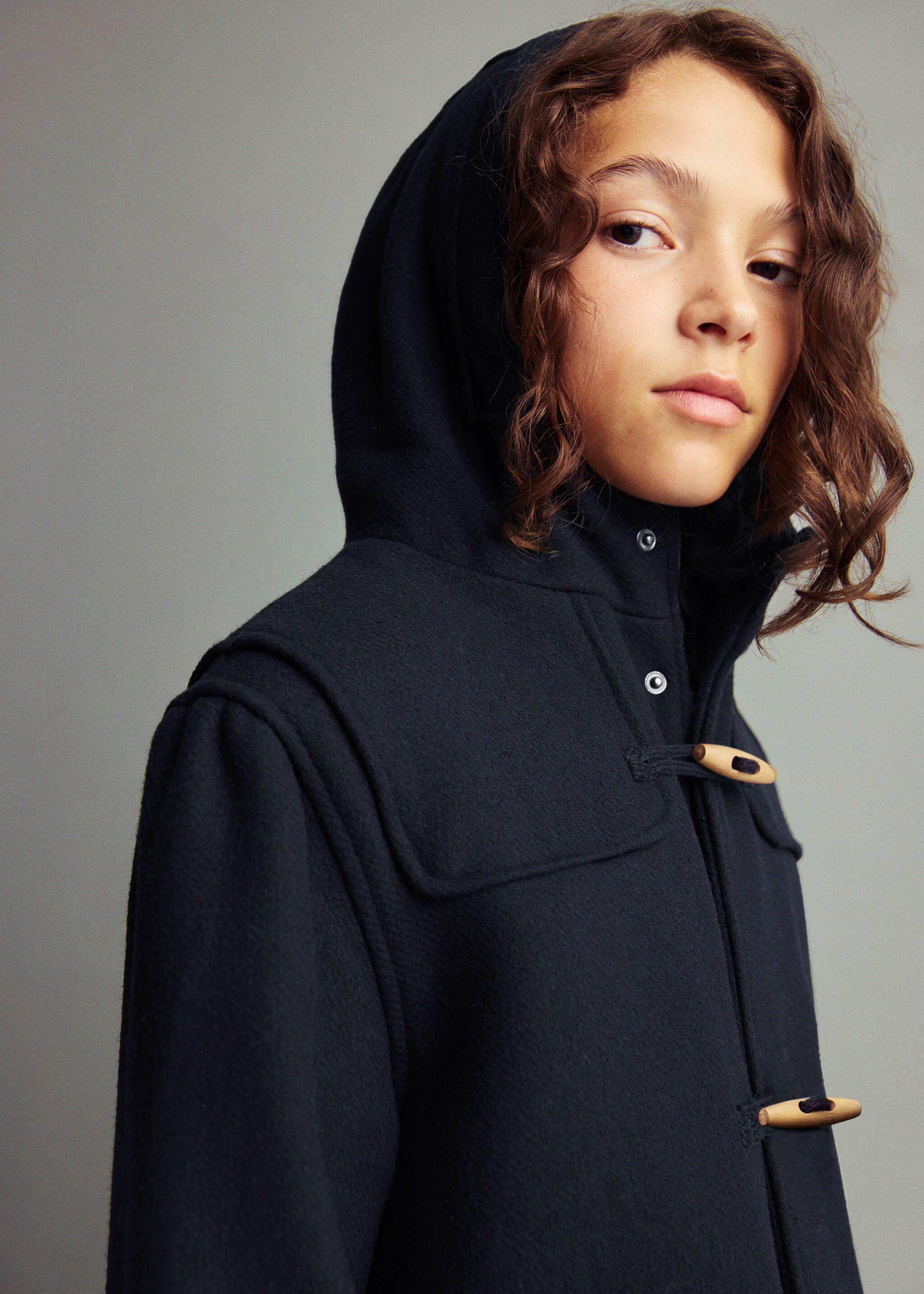Wool duffle coat - Details of the article 1, Navy. Ref: 17065787-00.
