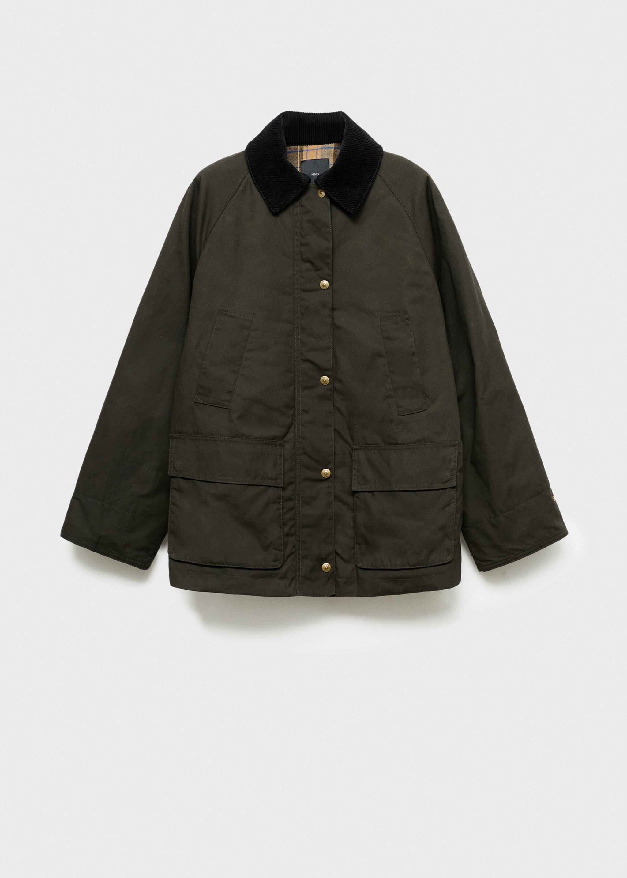Cotton parka with corduroy collar - Article without model, Khaki. Ref: 17065789-00.