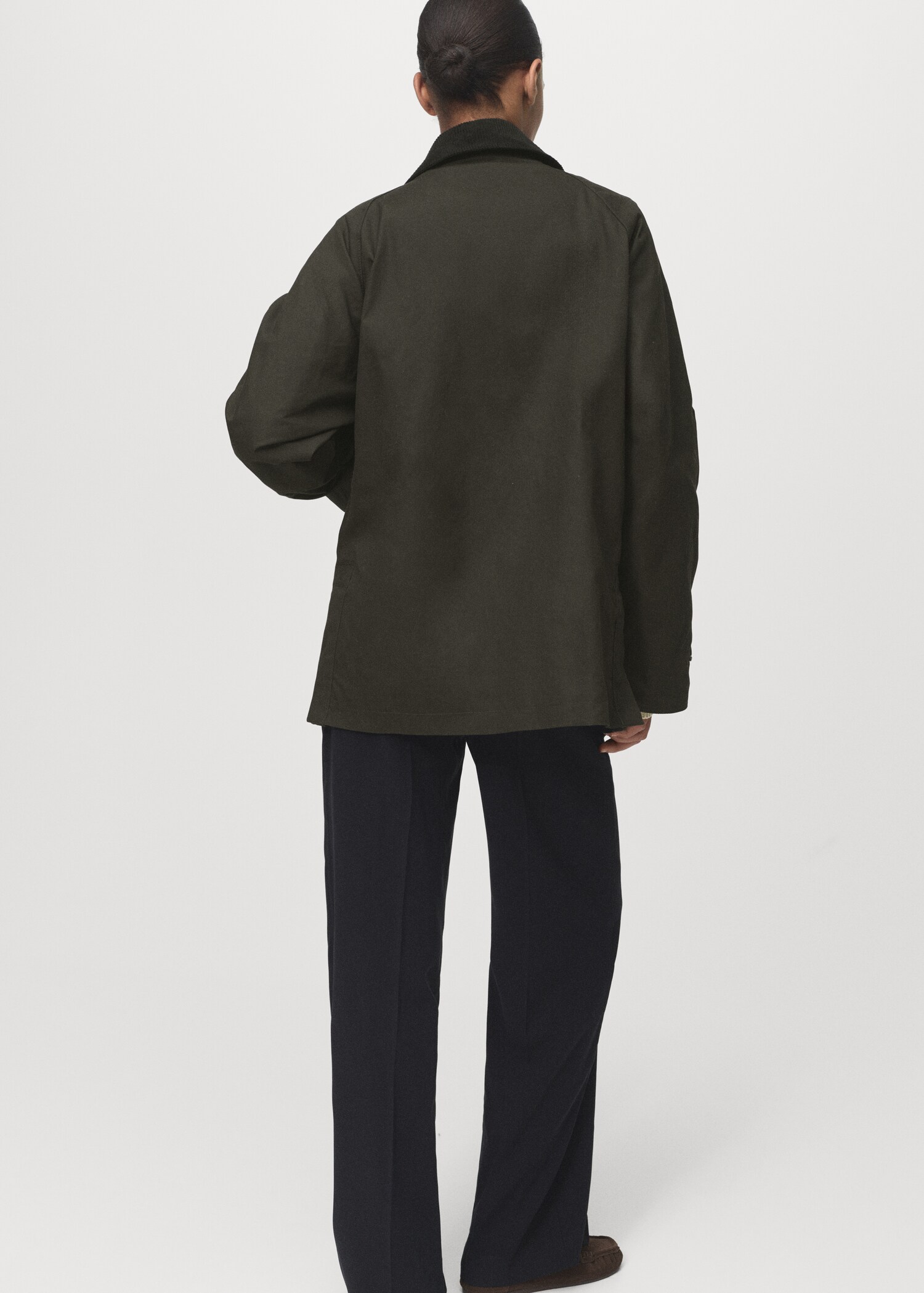 Cotton parka with corduroy collar - Reverse of the article