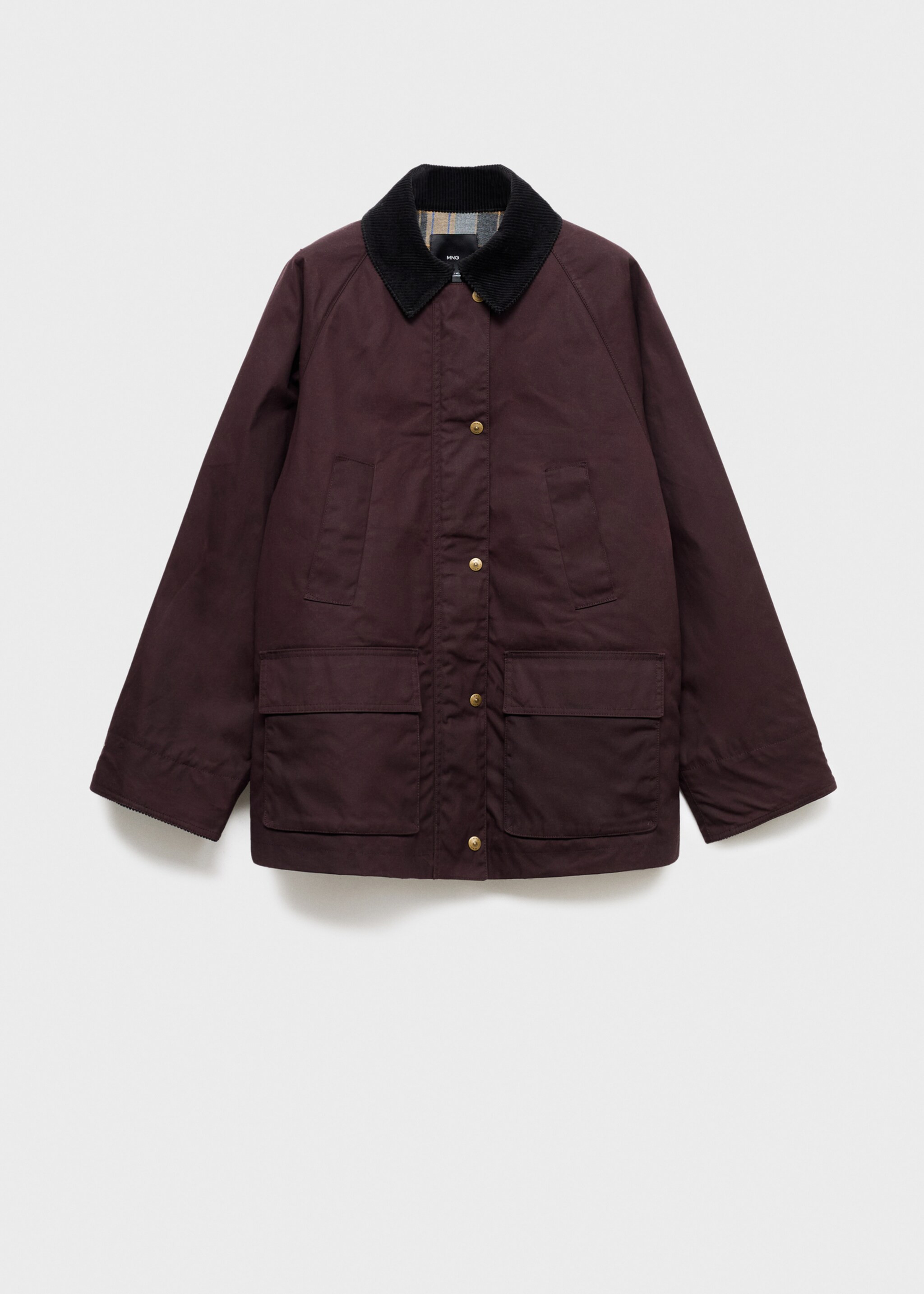Cotton parka with corduroy collar - Article without model, Burgundy. Ref: 17065789-00.