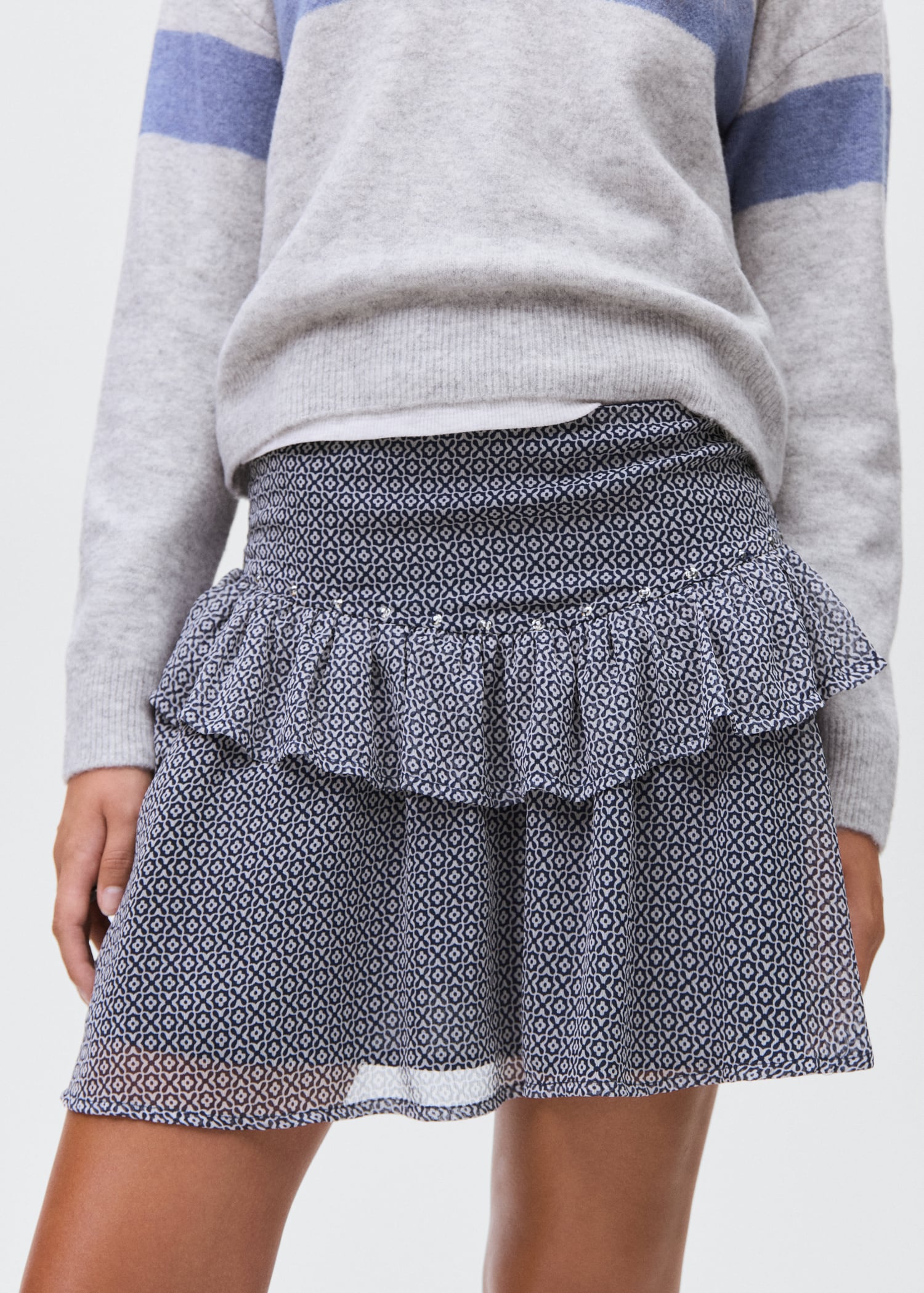 Ruffled skirt with rhinestones MANGO Malaysia1