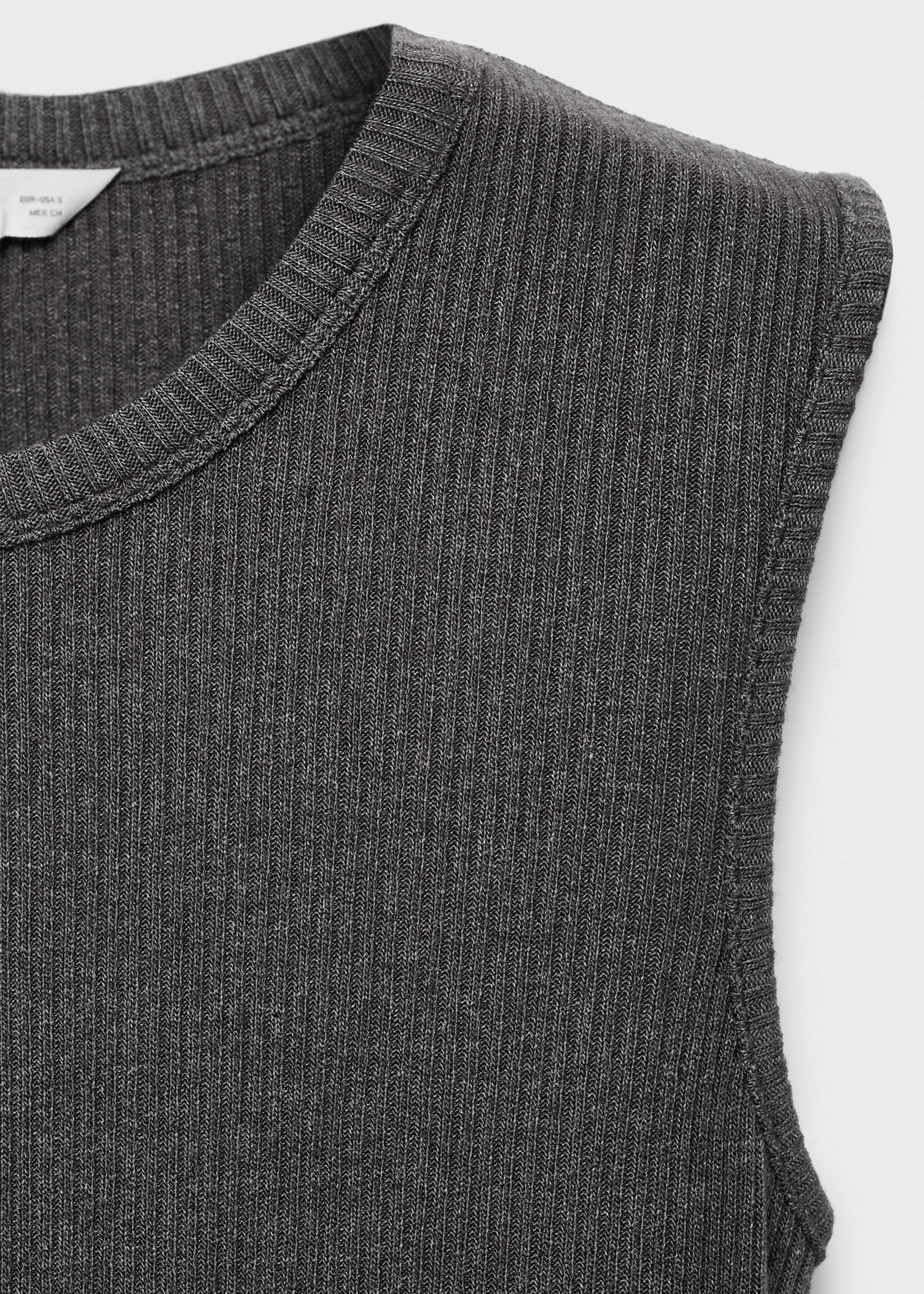 Sleeveless knitted dress - Details of the article 8, Grey. Ref: 17065792-00.