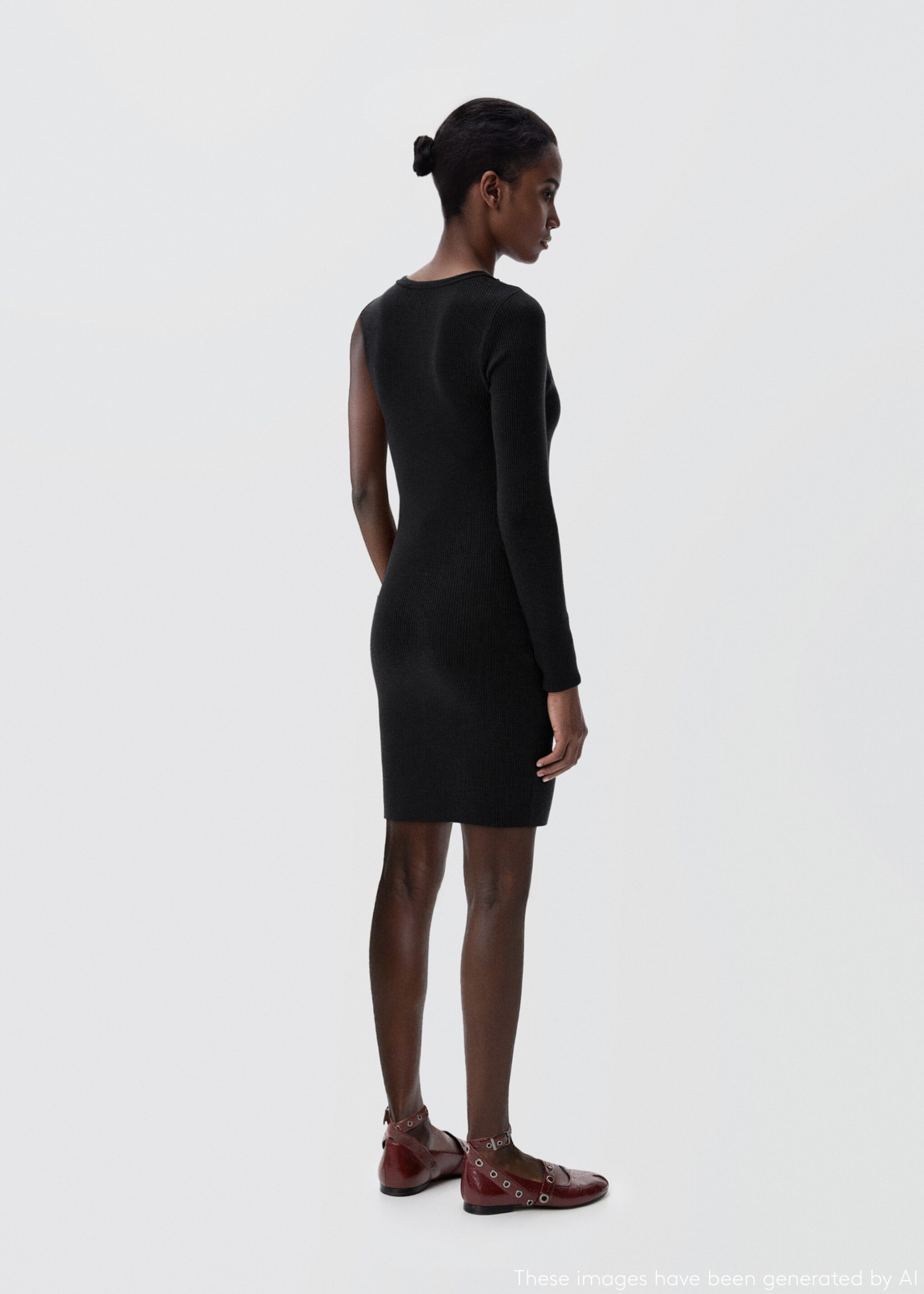 Vestido punto sin manga - Reverso del artículo, Negro. Ref: 17065792-00.