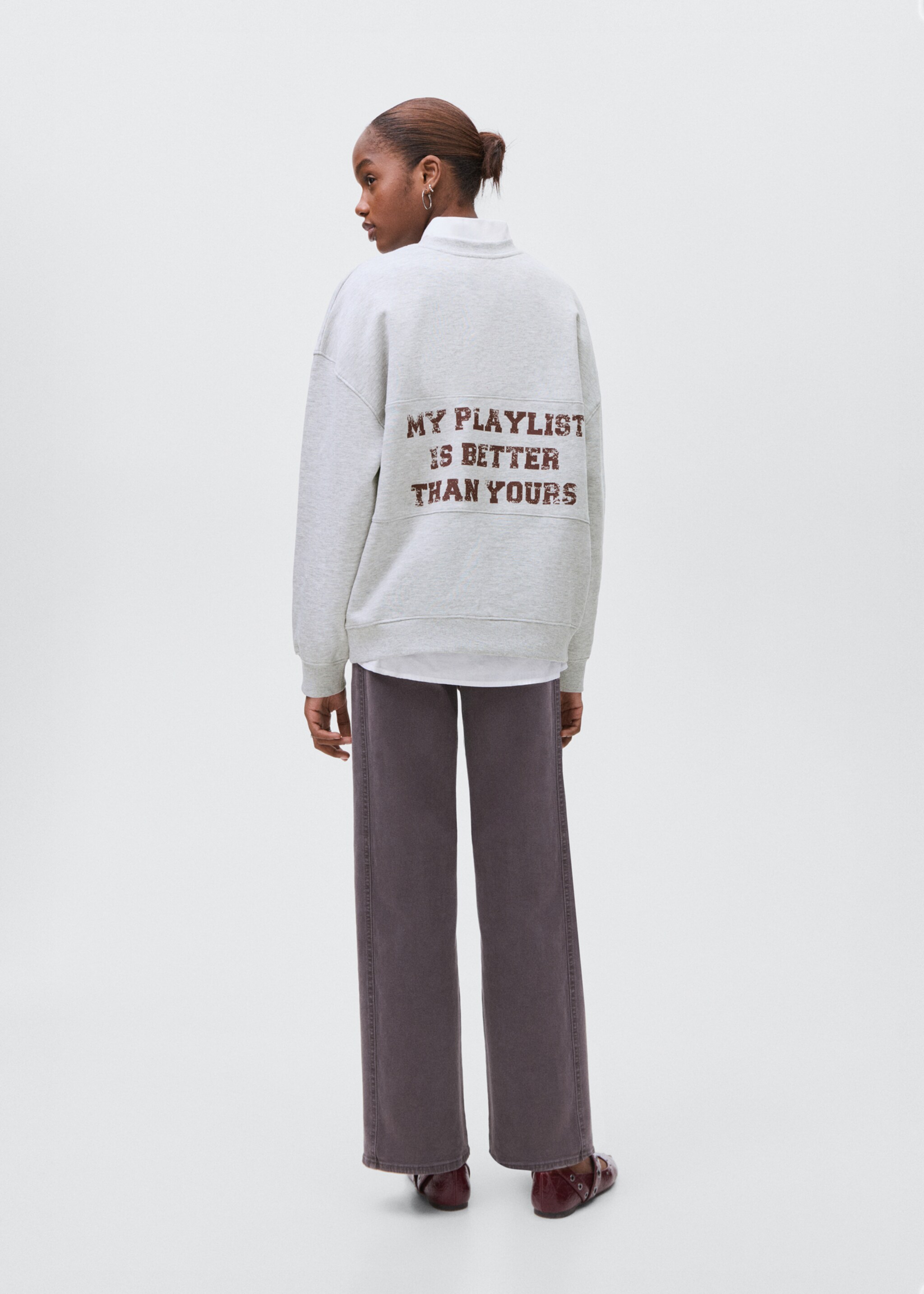 Printed cotton sweatshirt - Reverse of the article, Light Heather Grey. Ref: 17065793-00.