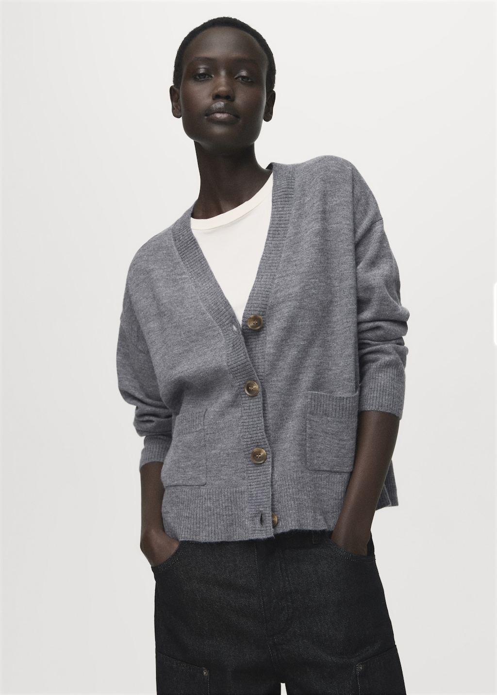 Mango V-neck cardigan with pockets