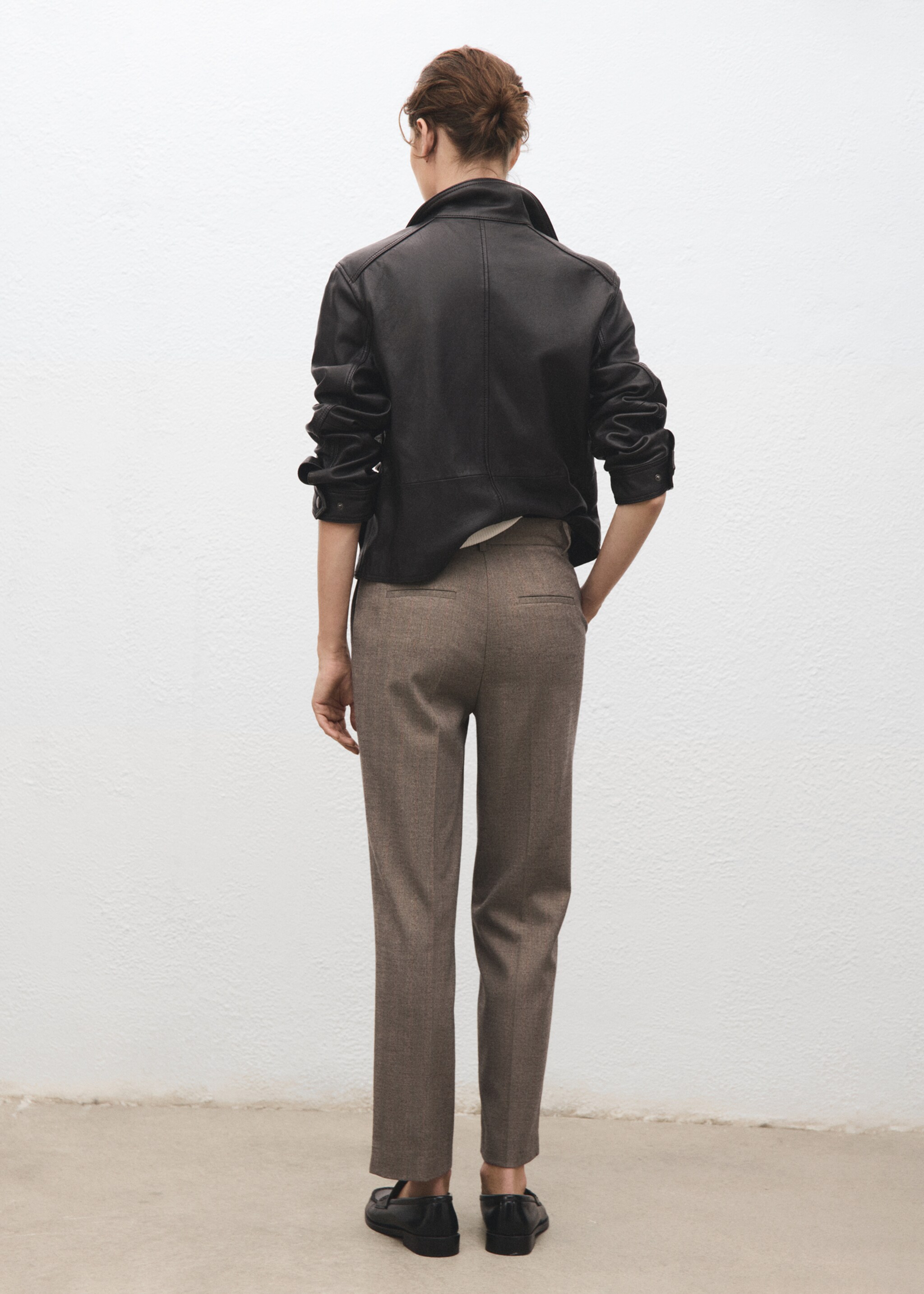 Slim cropped pinstripe trousers - Reverse of the article, Light Heather Grey. Ref: 17065799-00.