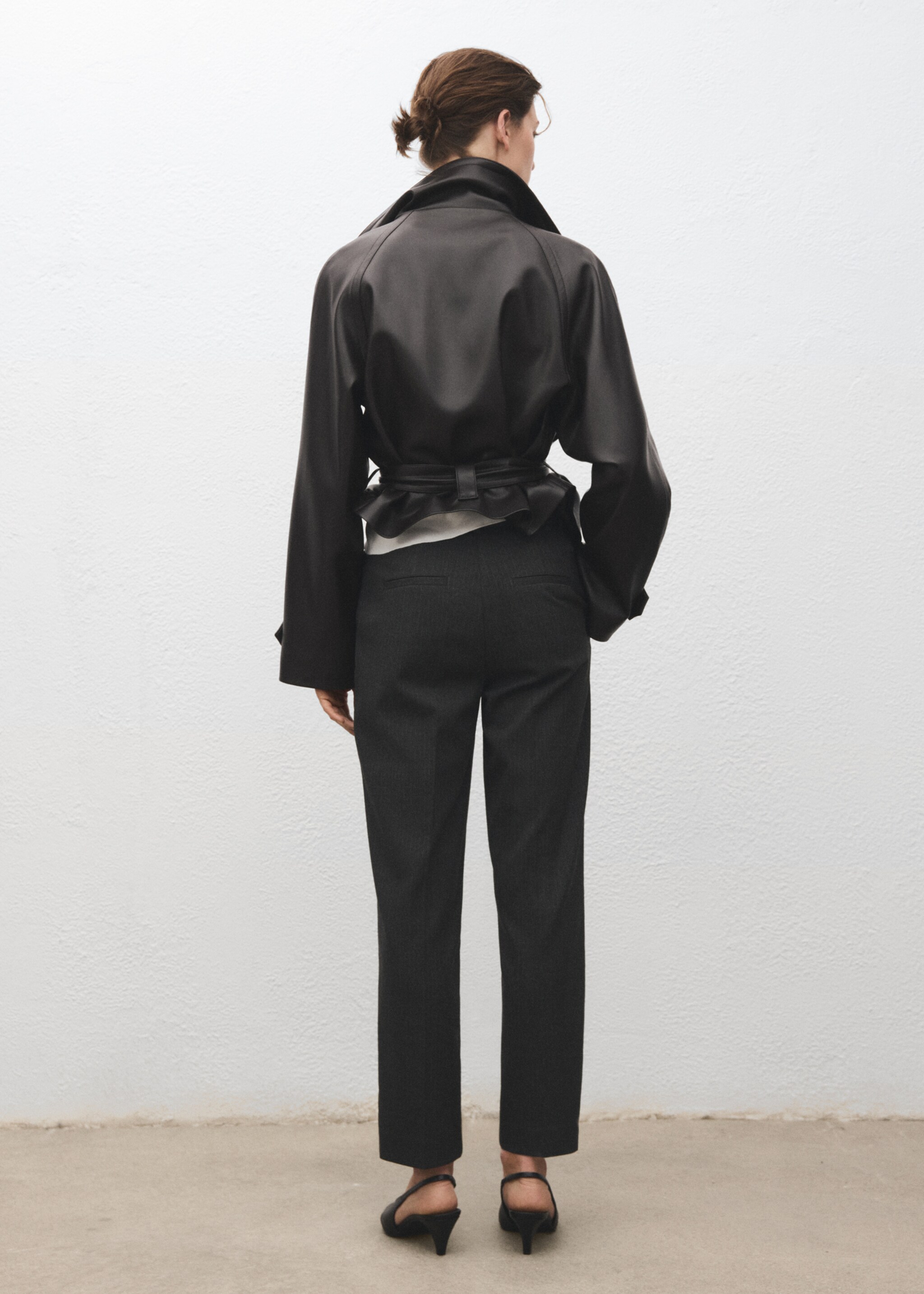 Slim cropped pinstripe trousers - Reverse of the article, Grey. Ref: 17065799-00.