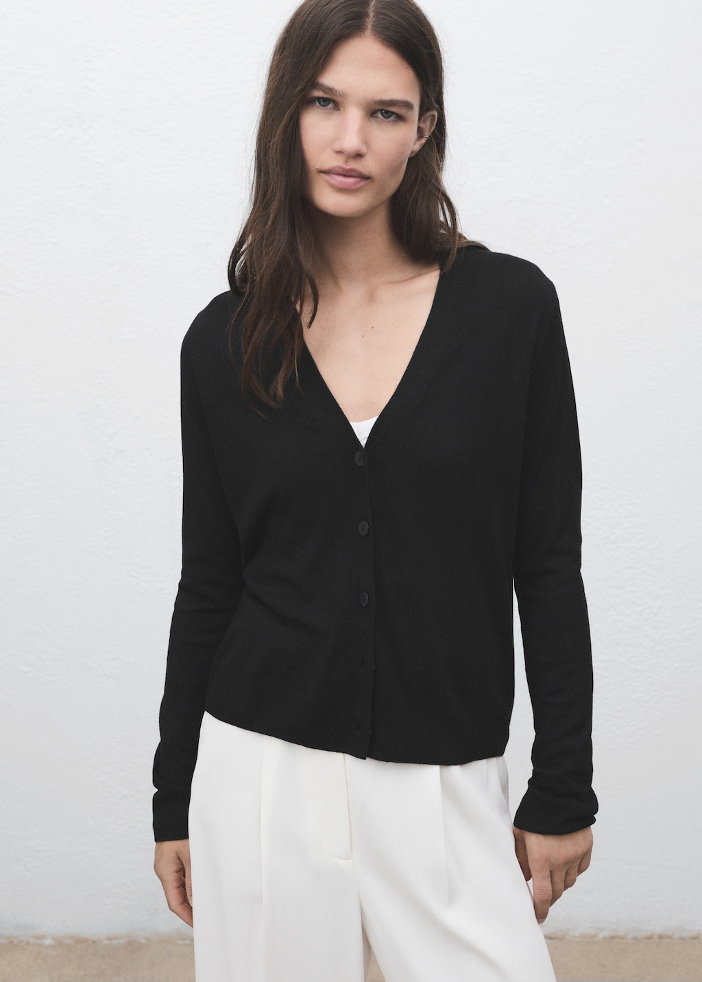 V-neck knitted cardigan