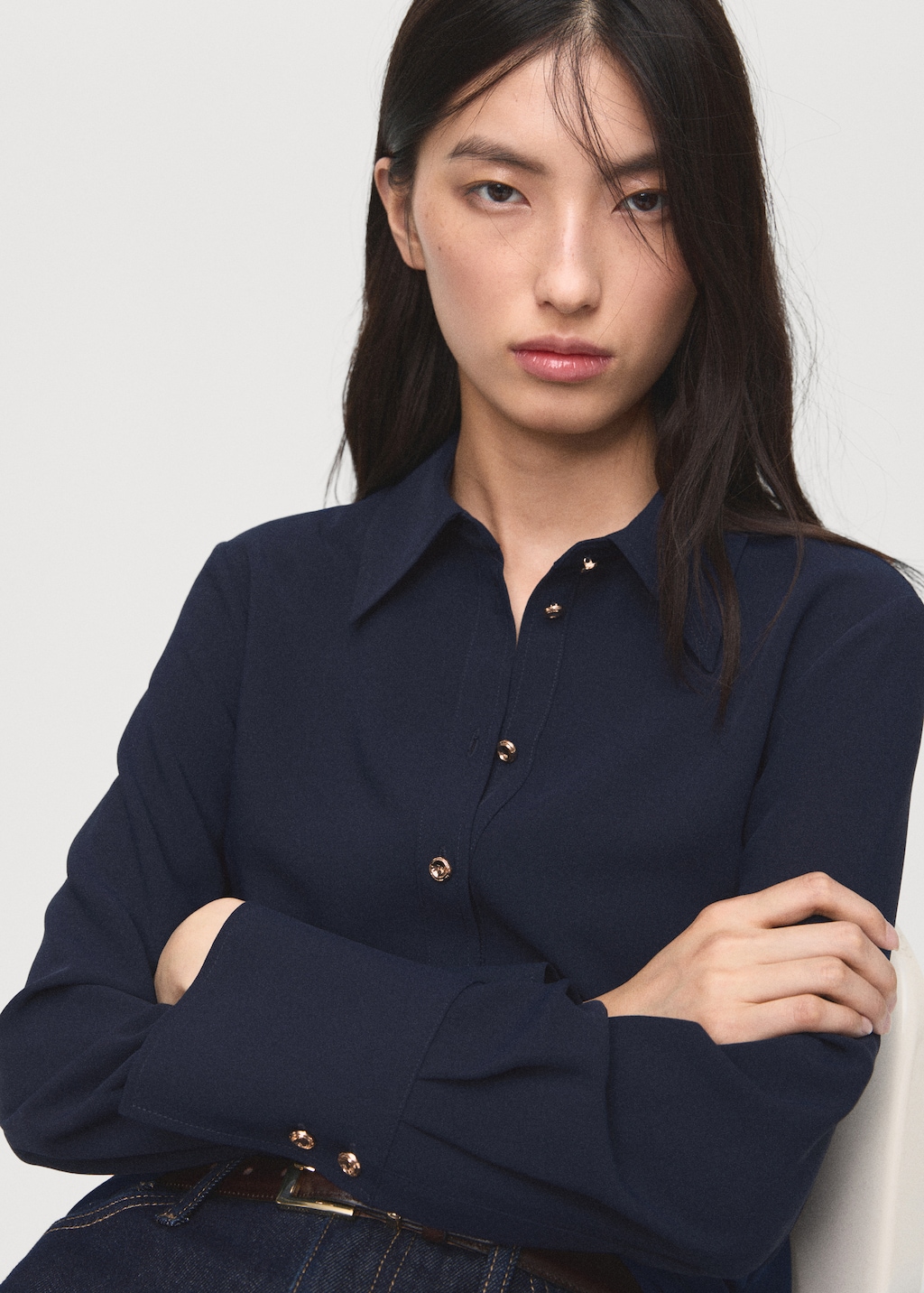 Shirt with jewel buttons