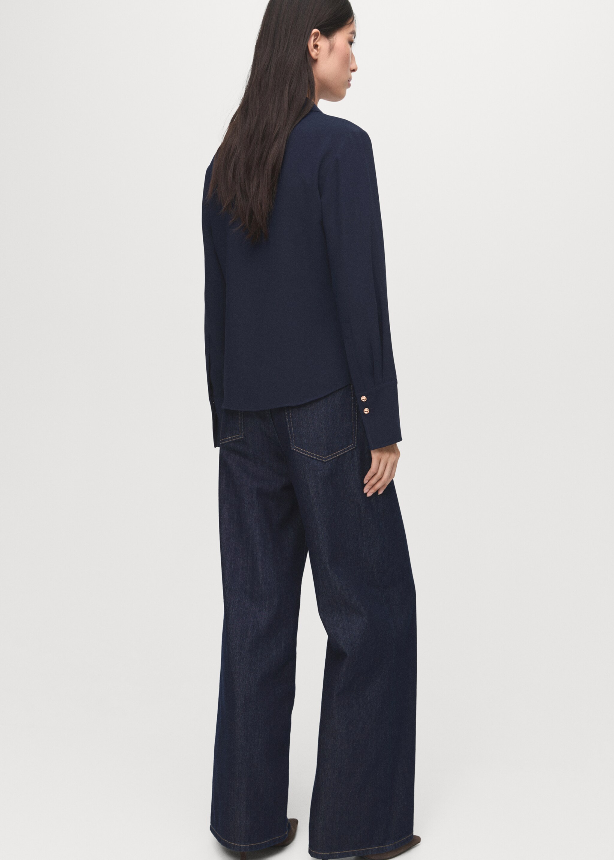 Chemise boutons bijoux - Verso de l’article, Bleu marine. Ref: 17065804-00.