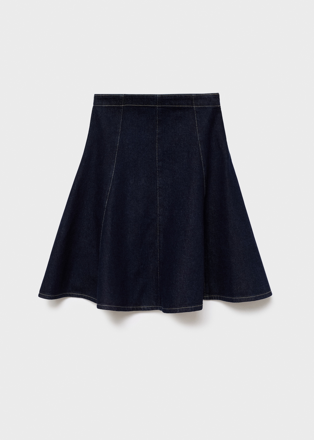 Denim midi-skirt with stitching