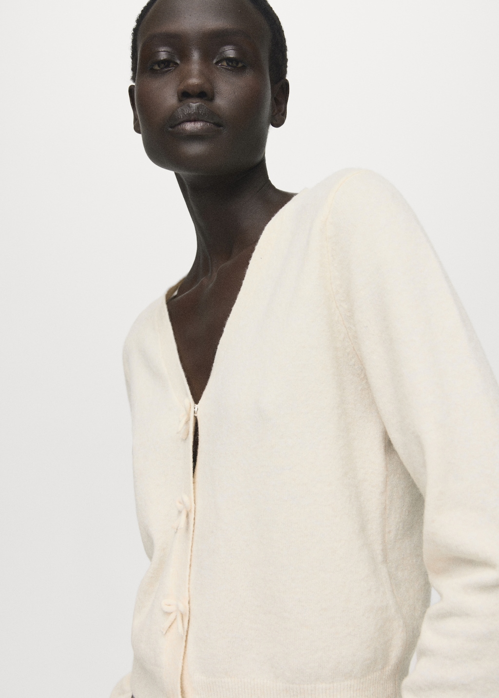 Mango V-neck wool-blend cardigan thumbnail