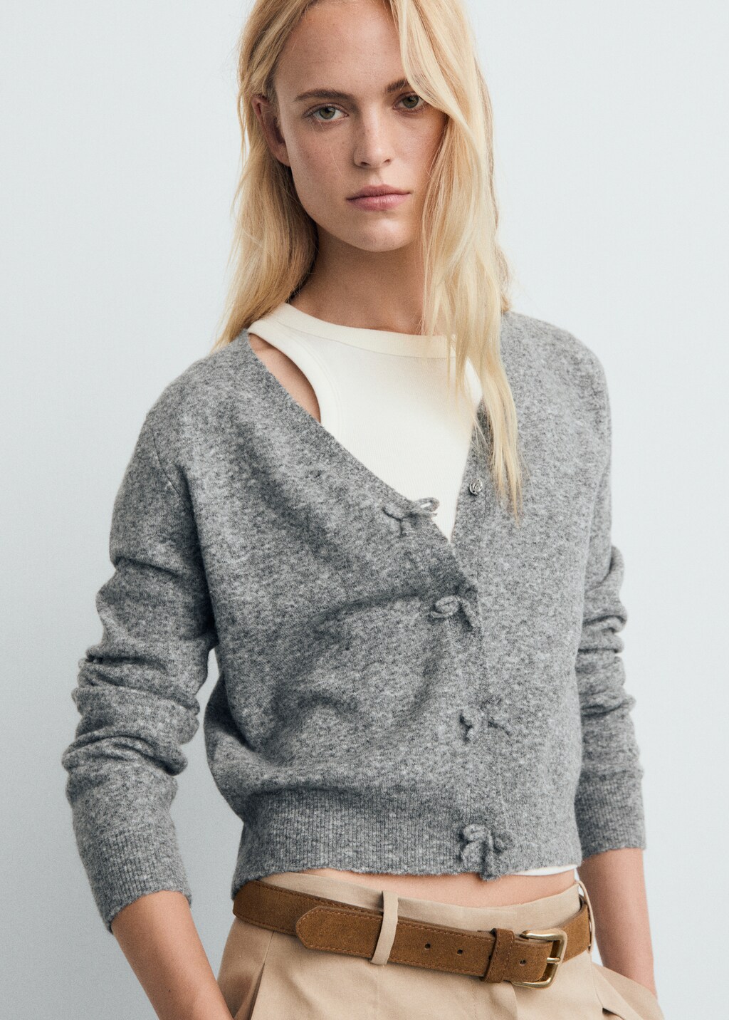 Mango V-neck wool-blend cardigan