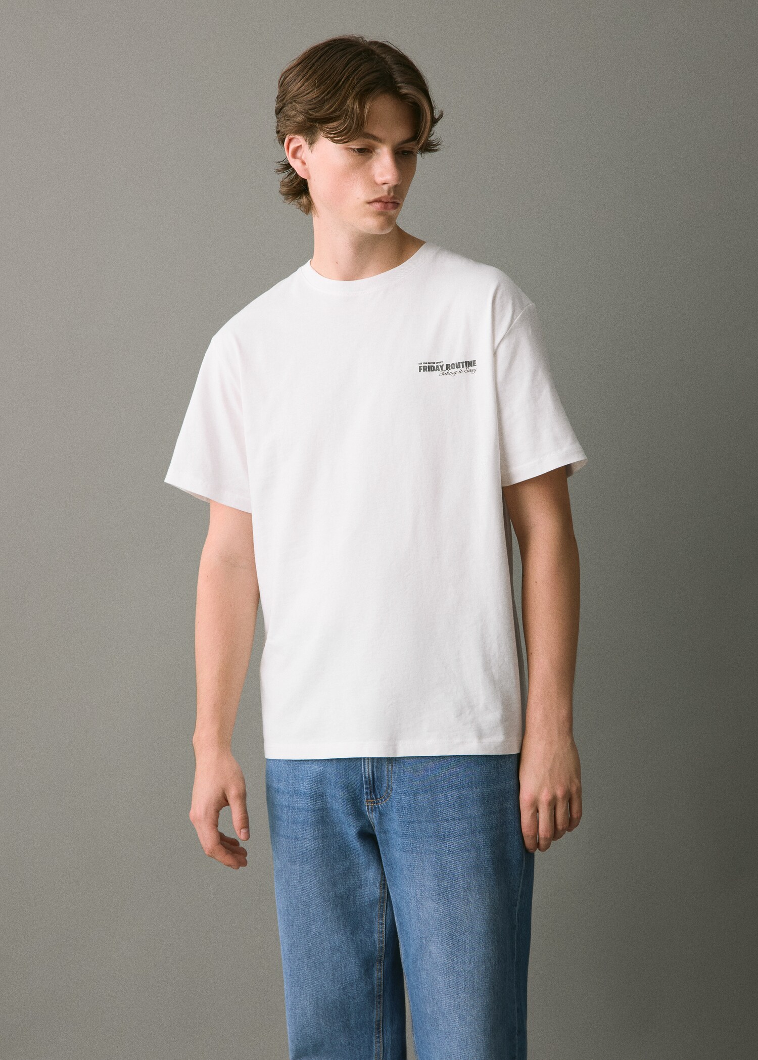Printed cotton-blend t-shirt - Medium plane
