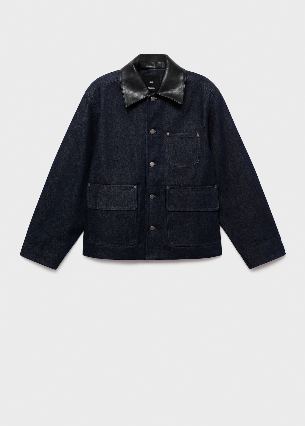 Denim jacket with faux-effect collar