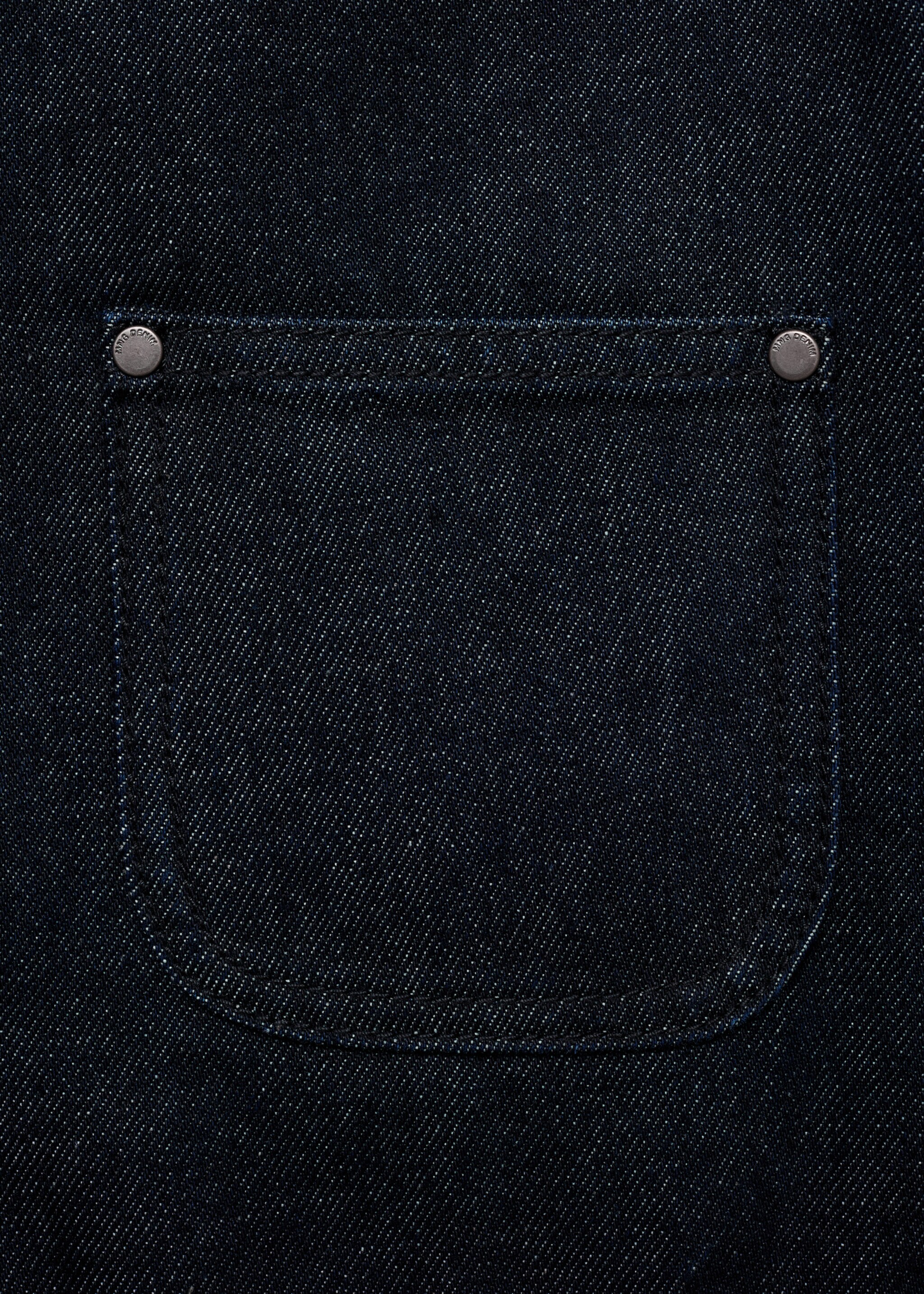 Denim jacket with leather-effect collar - Details of the article 0, Open Blue. Ref: 17065812-00.