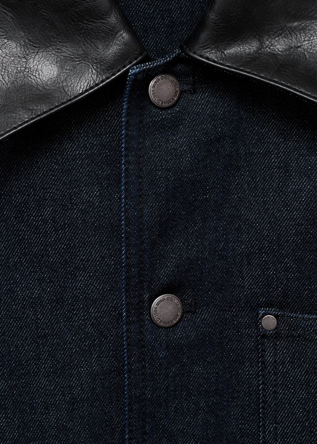 Denim jacket with faux-effect collar