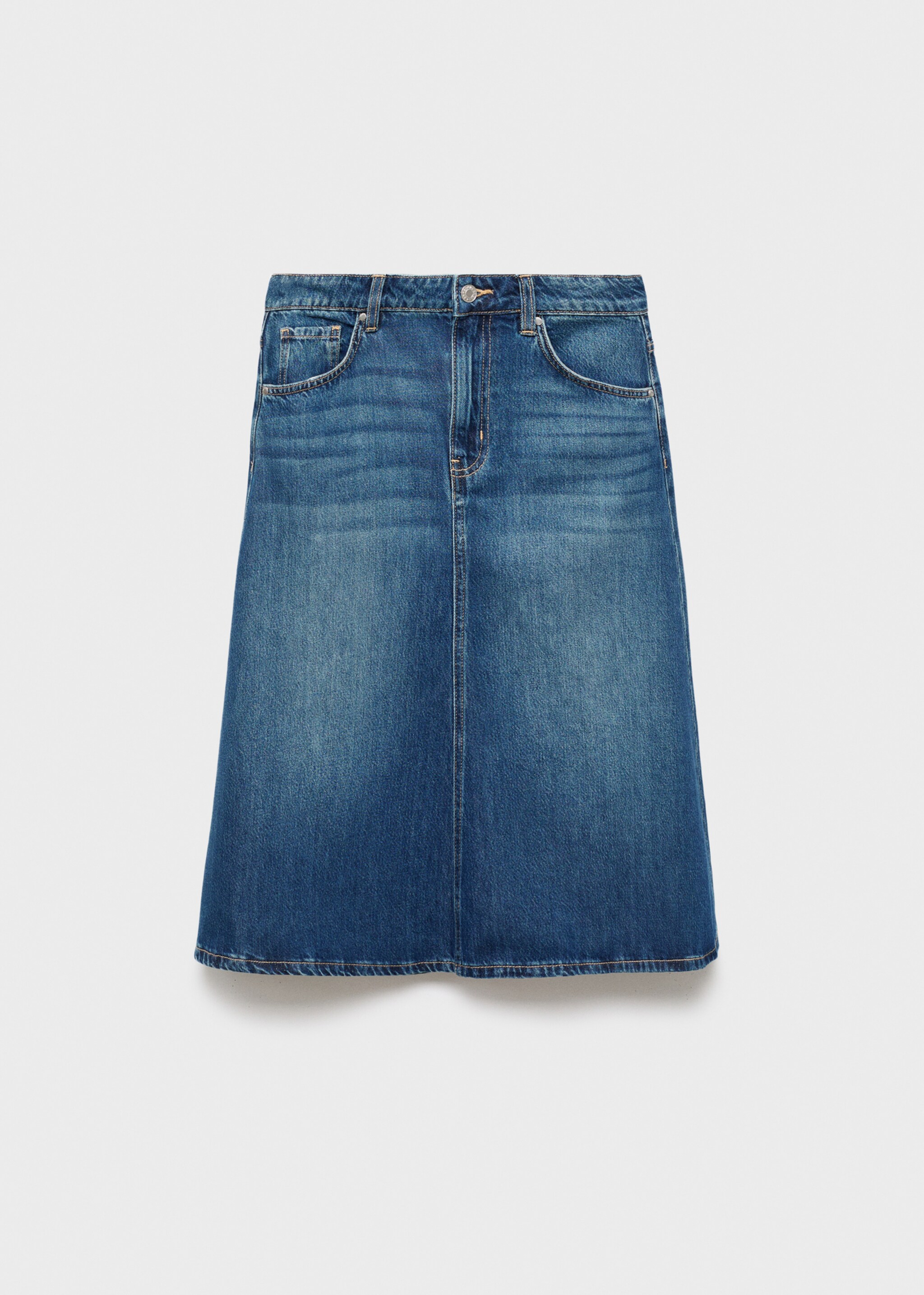 Φούστα μίντι denim - Προϊόν χωρίς μοντέλο, Μπλε Σκούρο. Ref: 17065814-00.