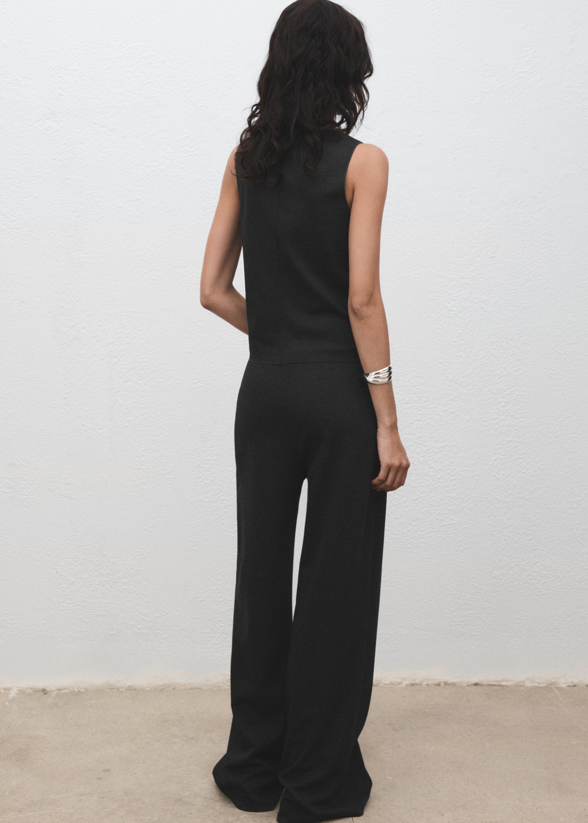 Straight-fit trousers with elastic waist - Reverse of the article, Grey. Ref: 17065816-00.