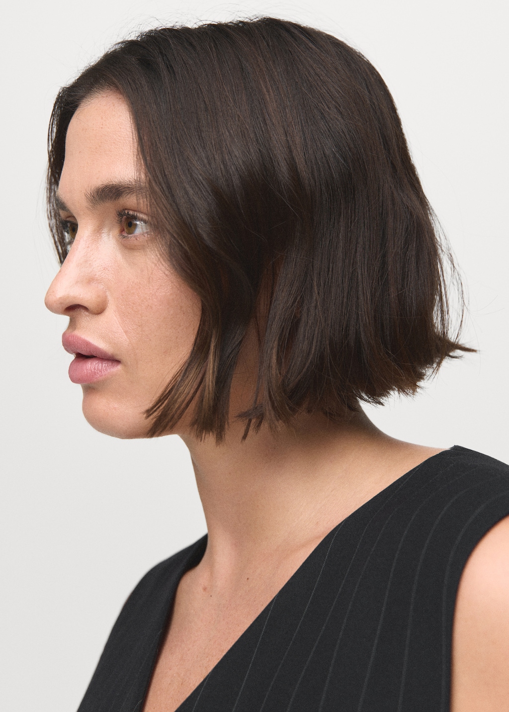 Pinstripe jumpsuit with belt