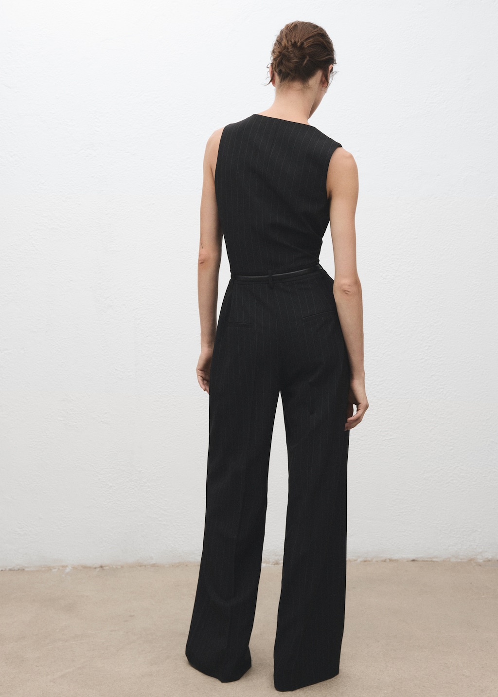 Pinstripe jumpsuit with belt - image 3