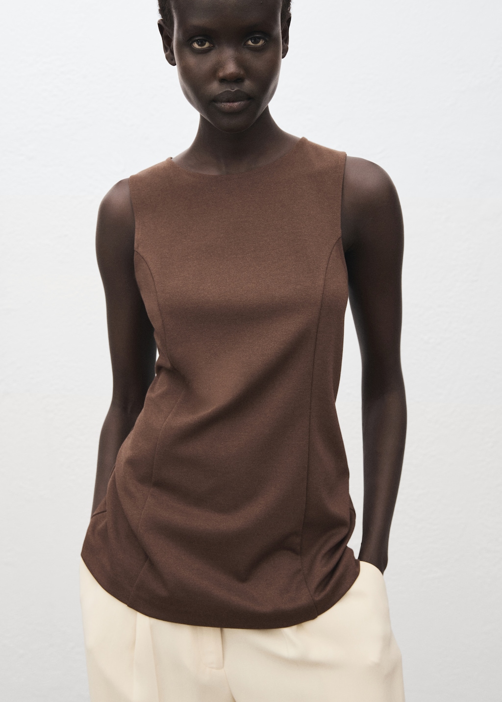 Sleeveless top with stitching detail